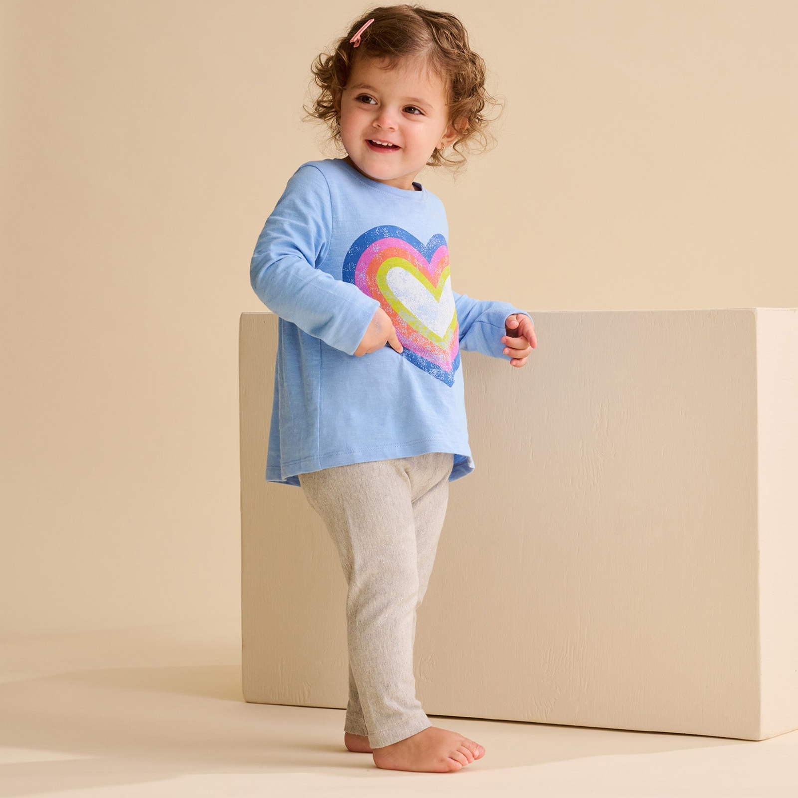 Hatley Big Groovy Heart Gather Back Tee - Vista Blue