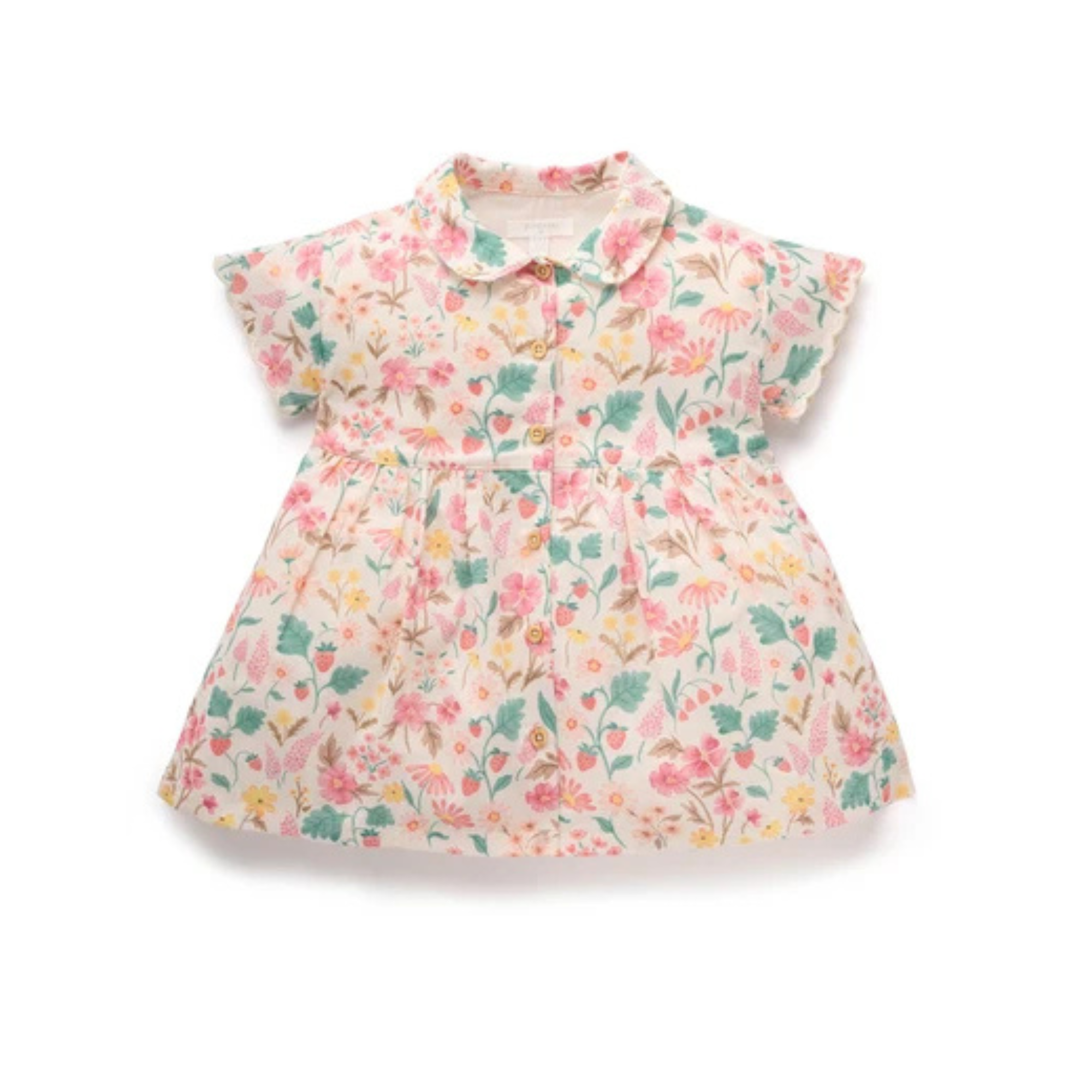 Purebaby Linen Blend Shirt Dress - Strawberry Garden Floral