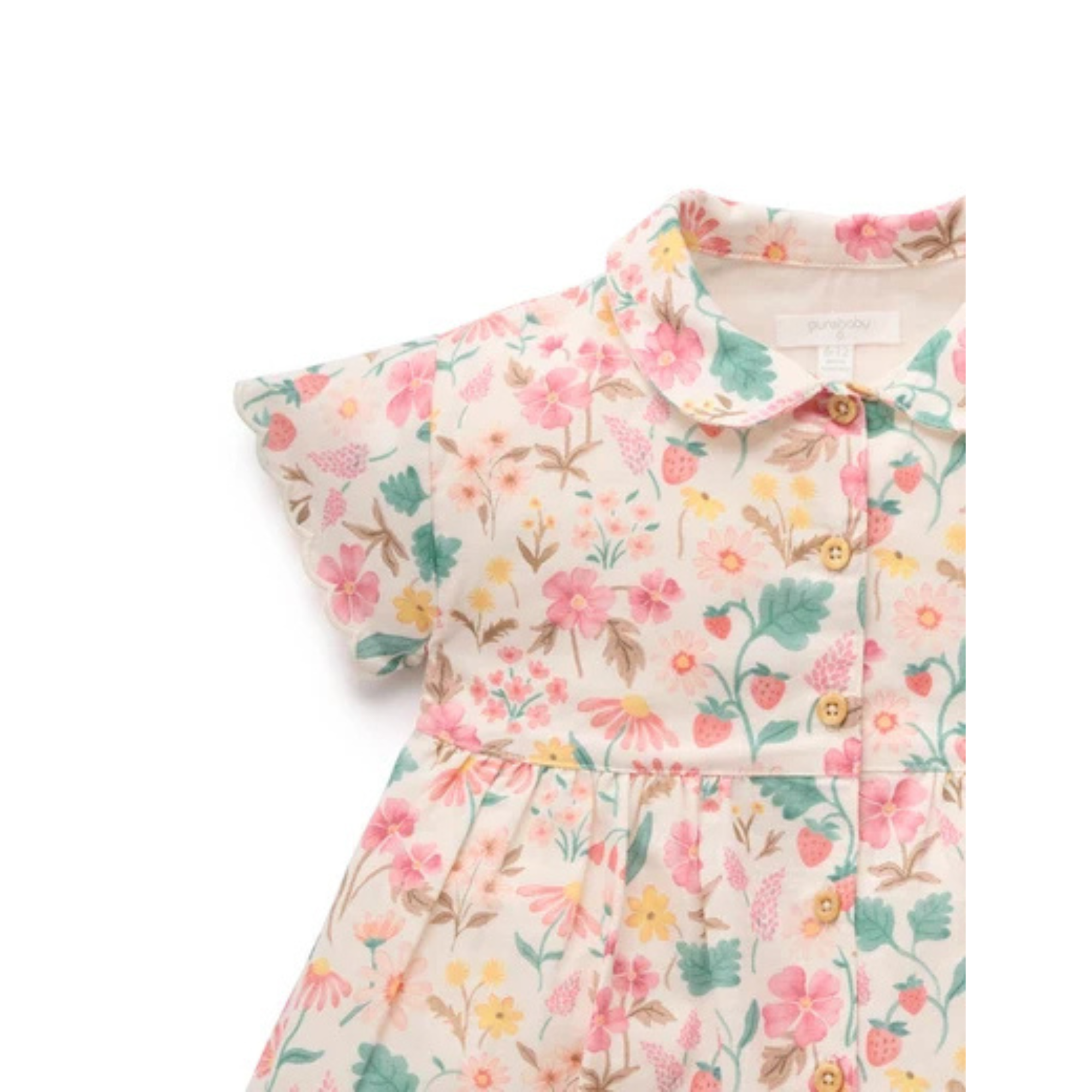 Purebaby Linen Blend Shirt Dress - Strawberry Garden Floral