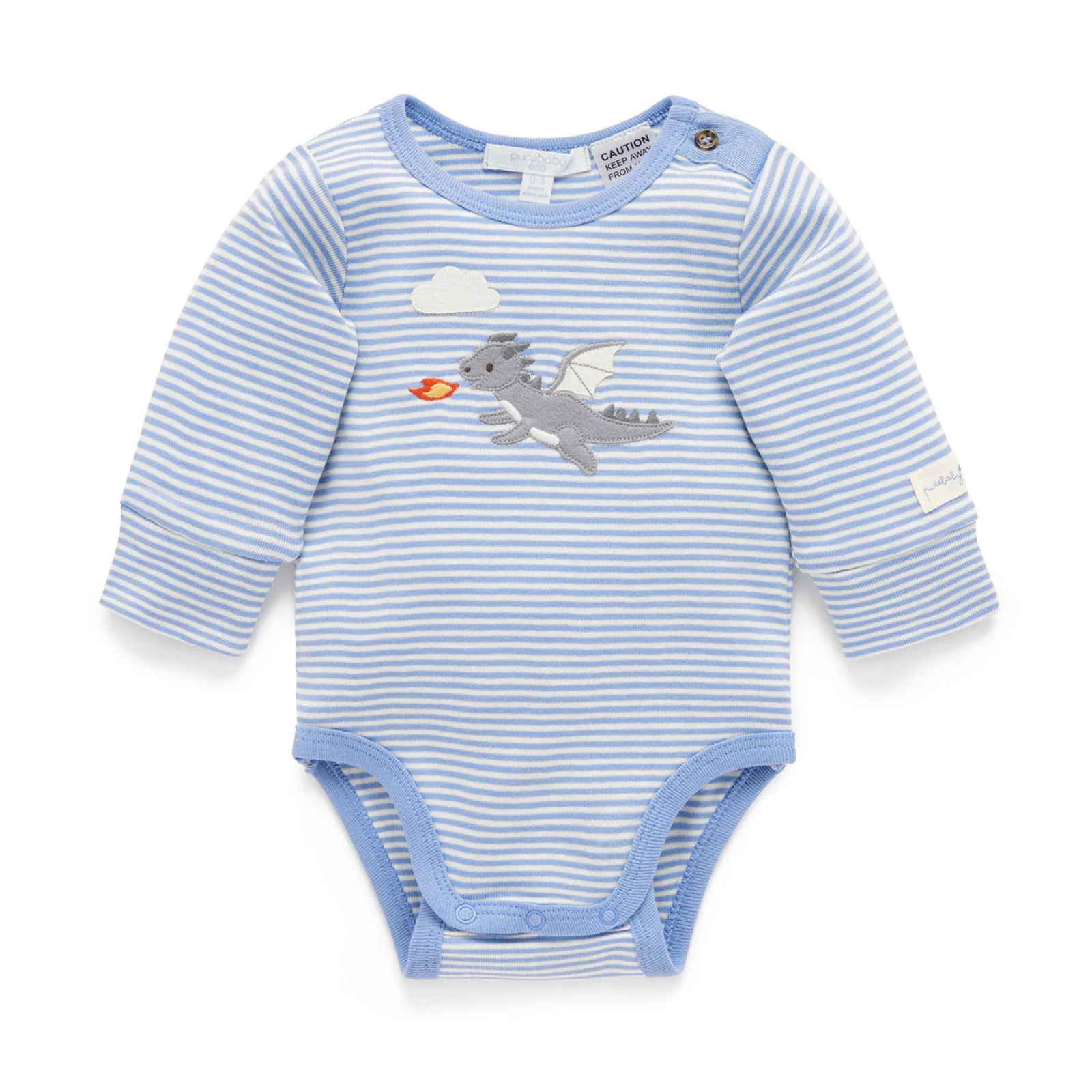 Purebaby Applique Bodysuit - Pond Mini Stripe
