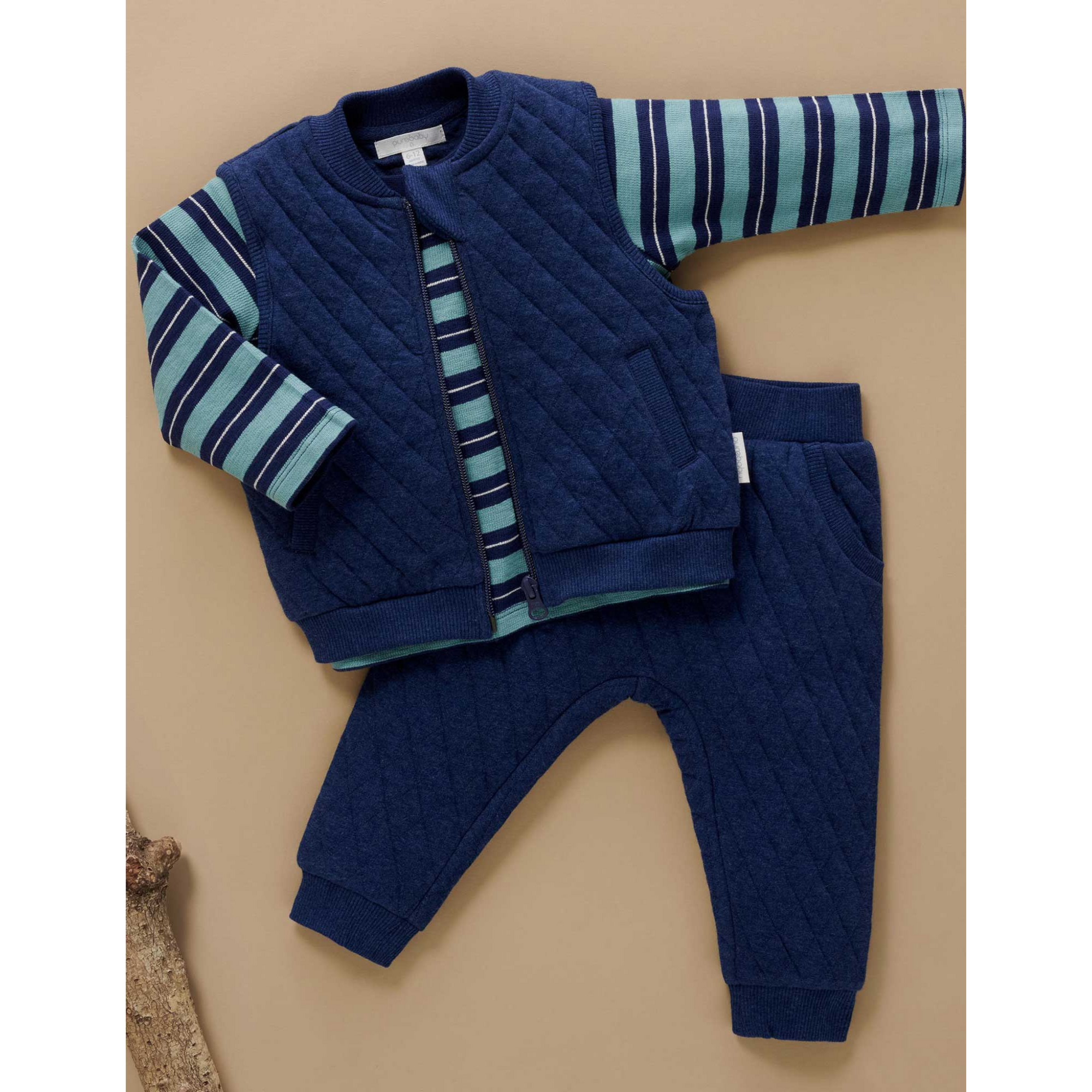 Purebaby Quilted Track Pant - Blueberry Melange