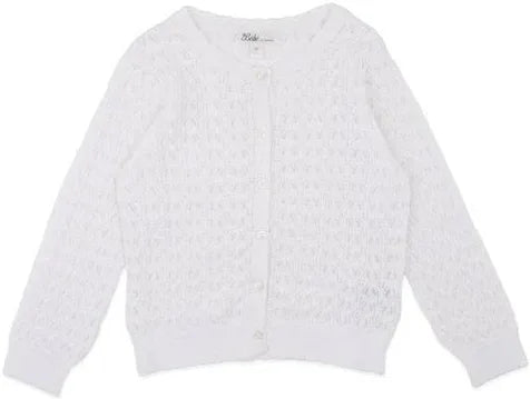 Bebe Pointelle Organic Cotton Cardigan - White