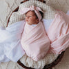 Snuggle Hunny Baby Pink Organic Jersey Wrap &amp; Topknot Set