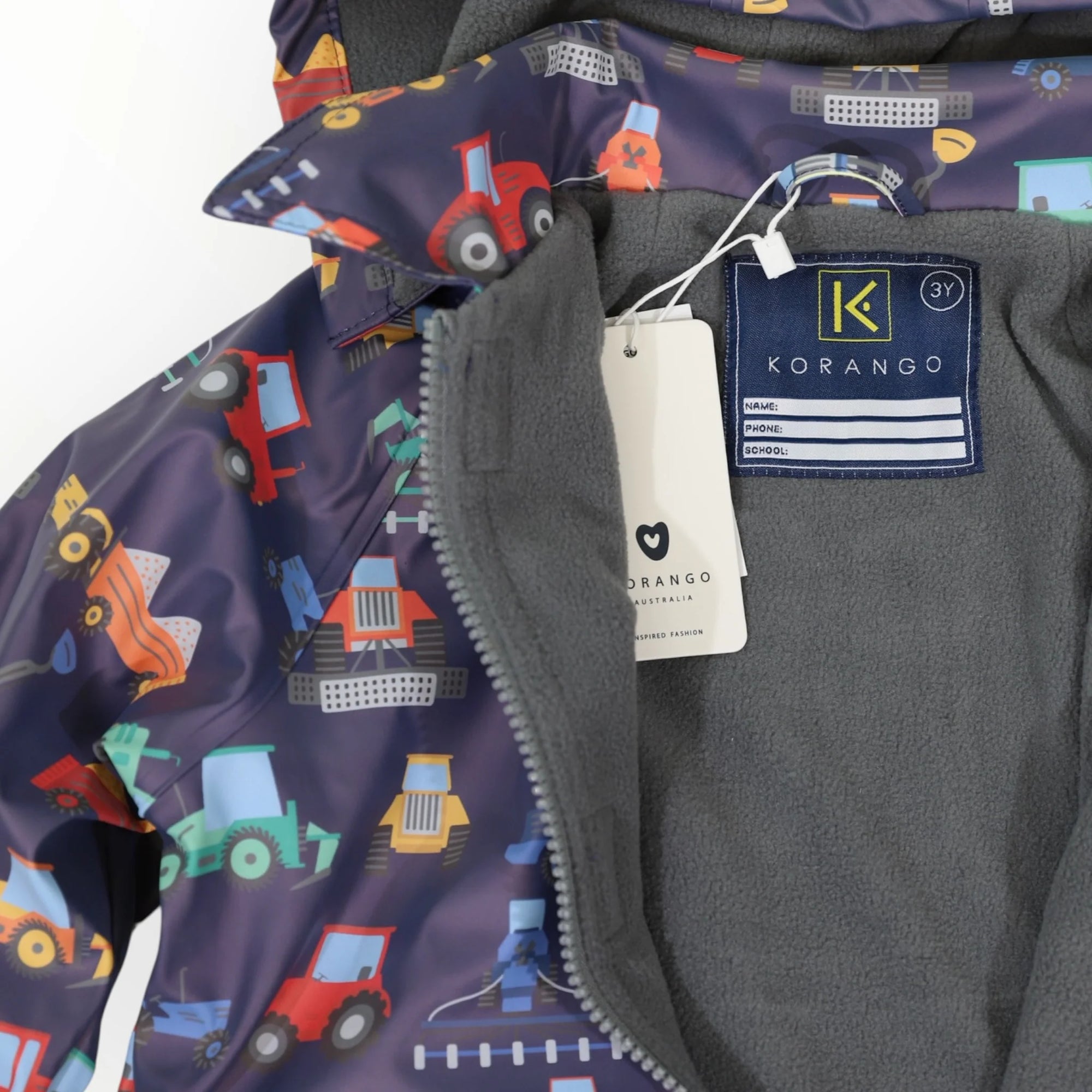 Korango Farm Machine Print Raincoat - Navy