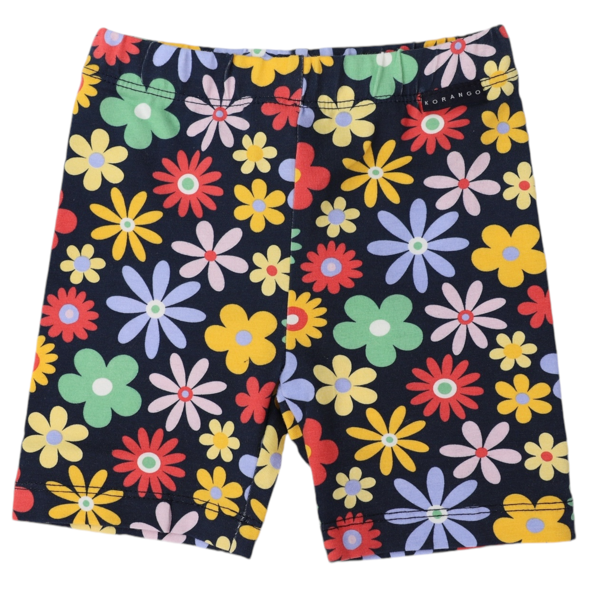 Korango Flower Print Cotton Bike Shorts - Navy