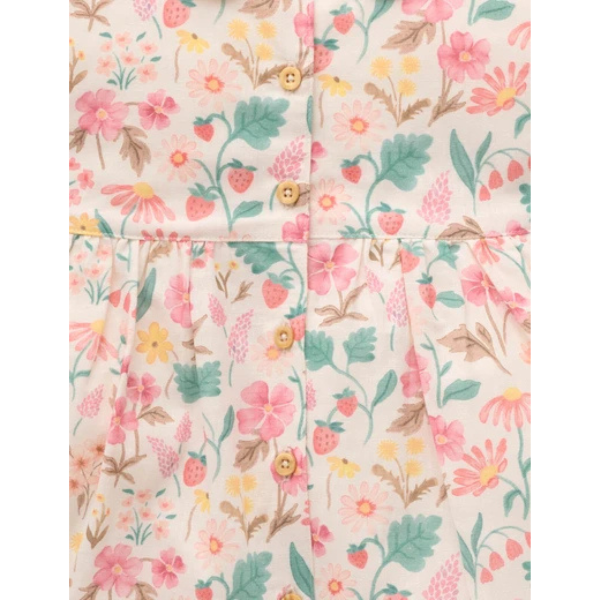 Purebaby Linen Blend Shirt Dress - Strawberry Garden Floral