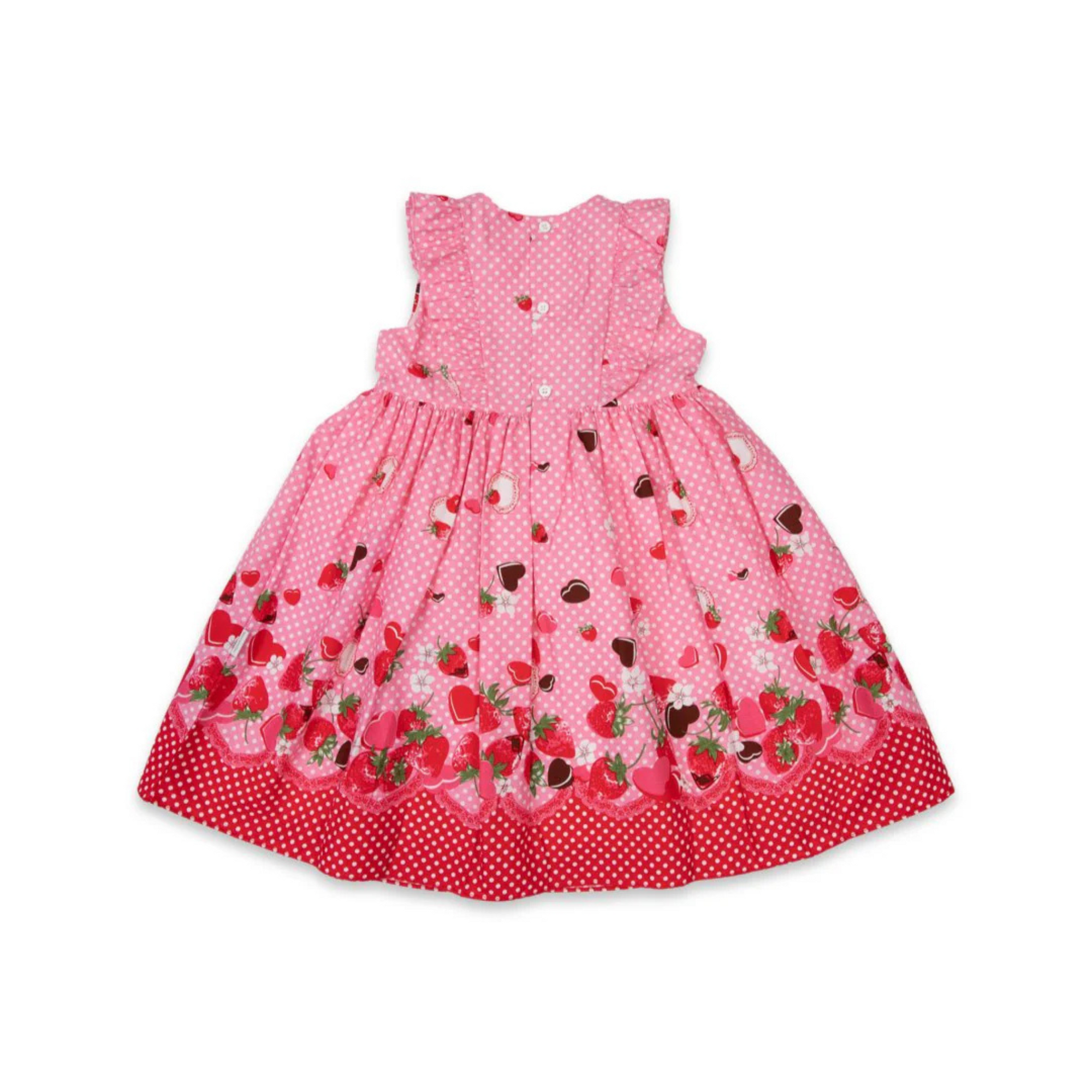 Korango Strawberry Hearts Frill Dress - Pink