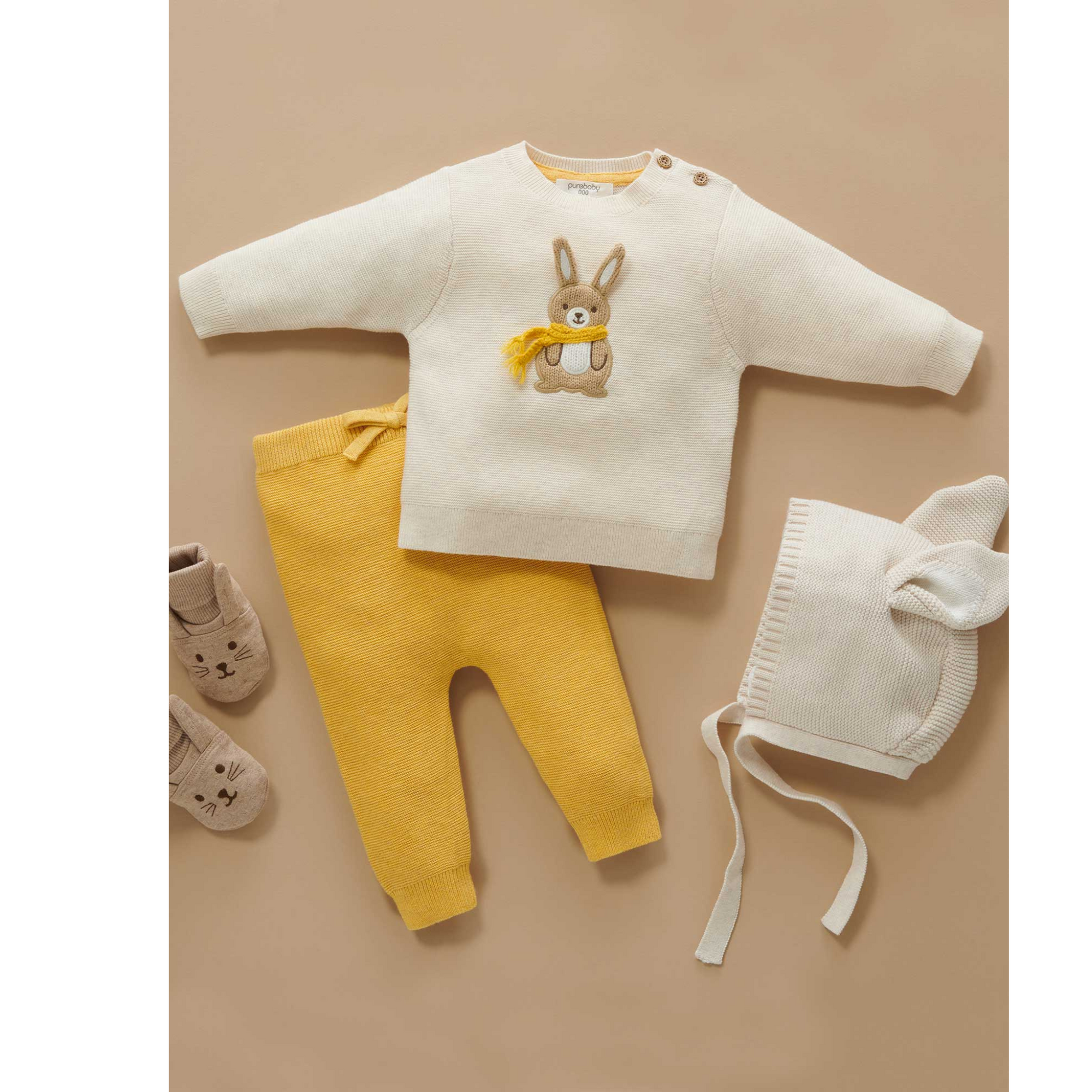 Purebaby Knitted Leggings - Maize  Melange