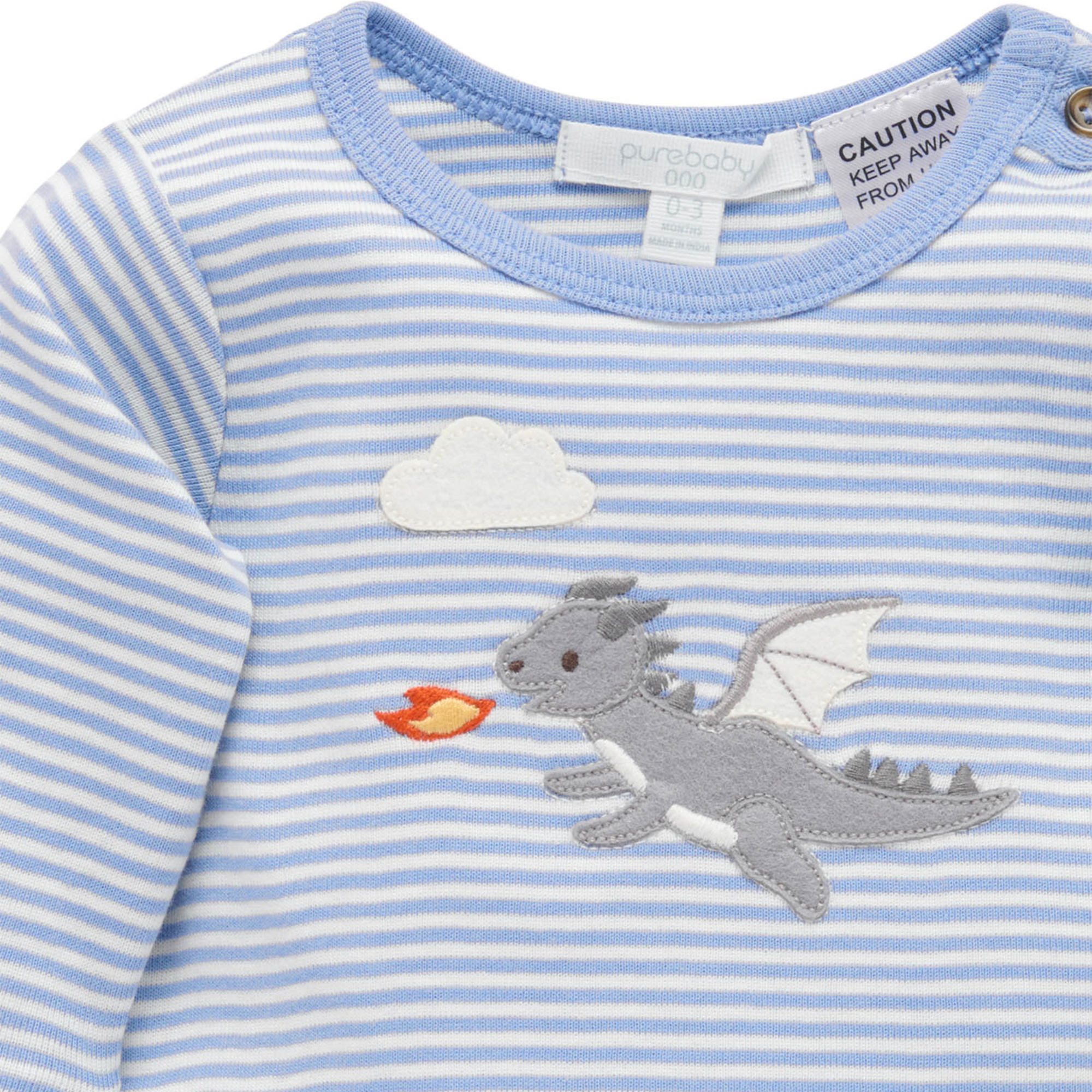 Purebaby Applique Bodysuit - Pond Mini Stripe