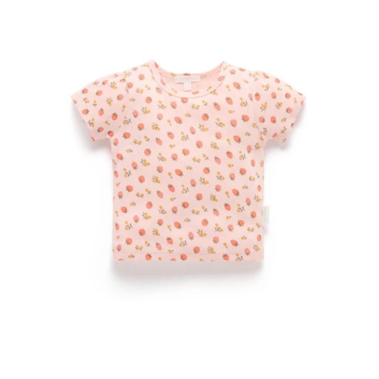 Purebaby Pointelle Short Sleeve Tee - Strawberry Print