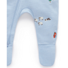 Purebaby Embroidered  Fleece Growsuit - Herding  Sheep  Broderie