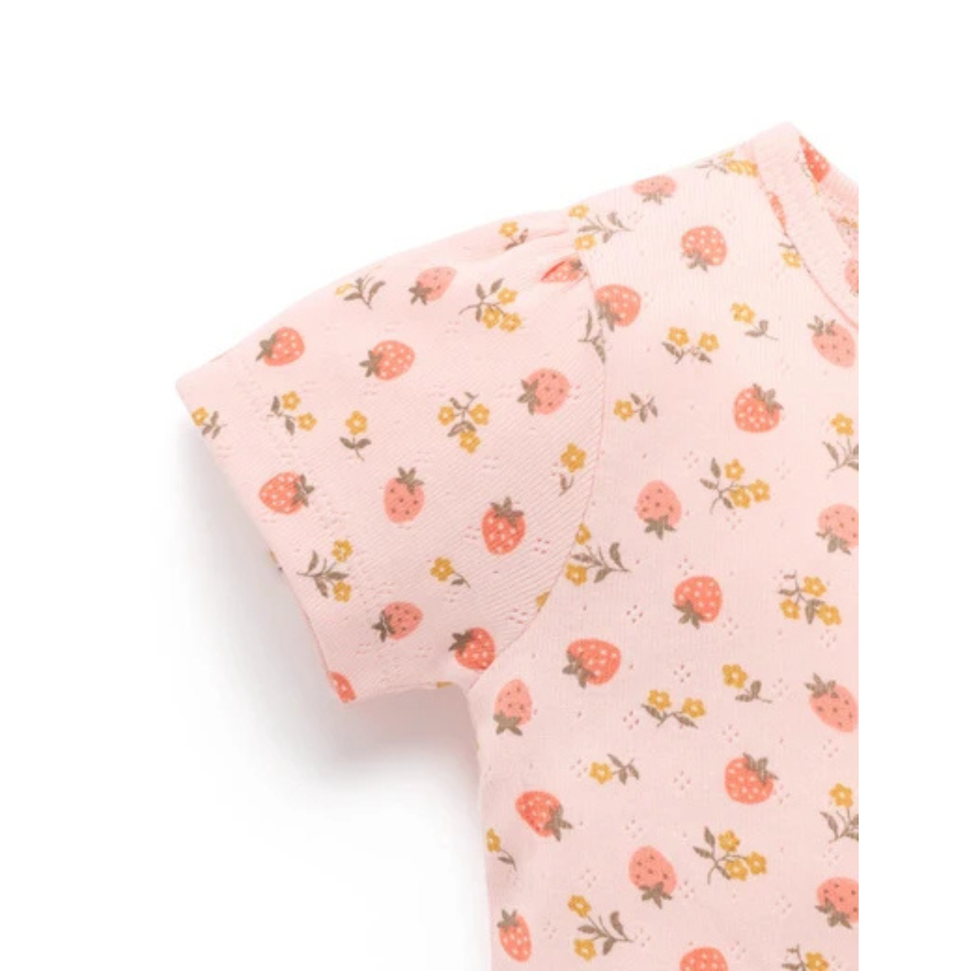 Purebaby Pointelle Short Sleeve Tee - Strawberry Print