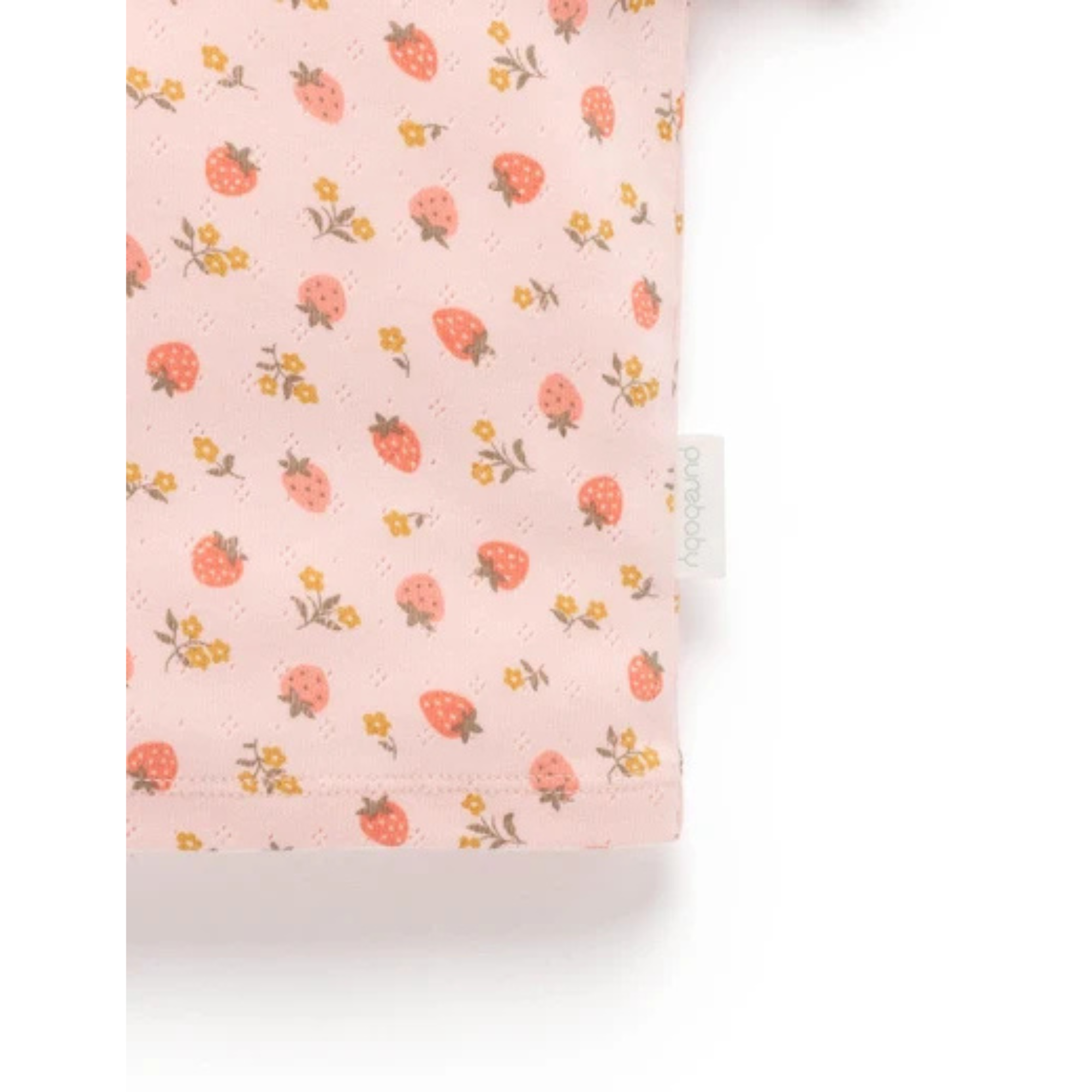 Purebaby Pointelle Short Sleeve Tee - Strawberry Print