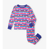 New Pre-Order Hatley Stripes &amp; Hearts Stretch Cotton Pajama Set - Rose Violet