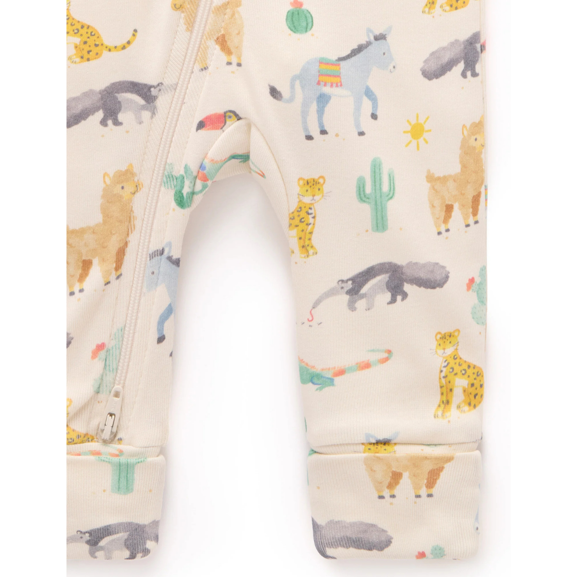 Purebaby Printed Zip Growsuit - Animal Fiesta Print