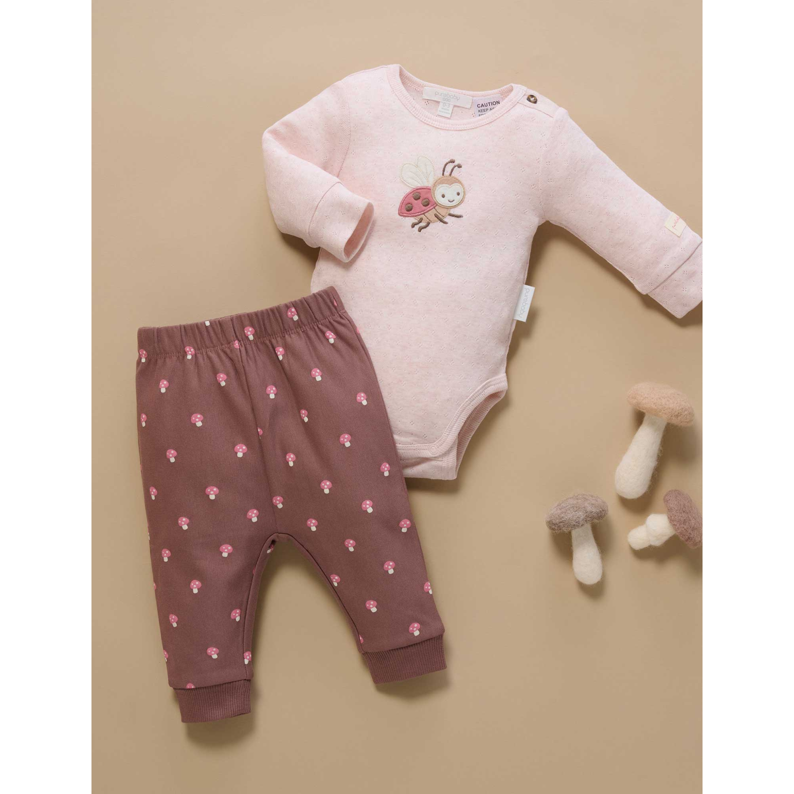 Purebaby Applique Bodysuit - Sweet Pea Melange