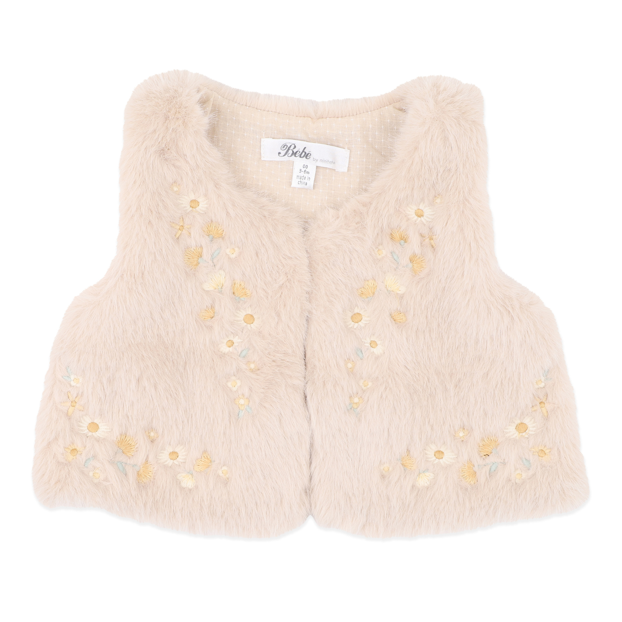 Bebe Winnie emb. Faux fur vest - Natural