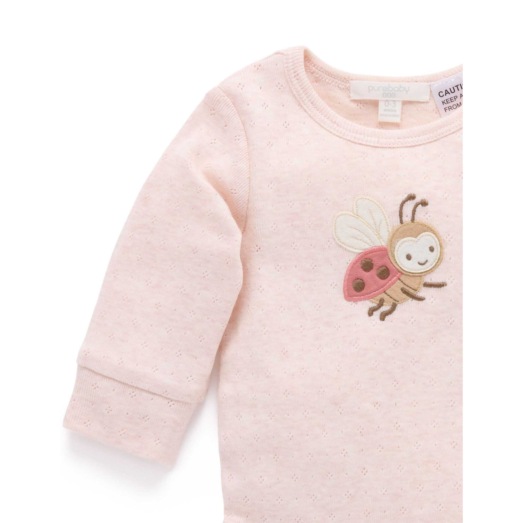 Purebaby Applique Bodysuit - Sweet Pea Melange