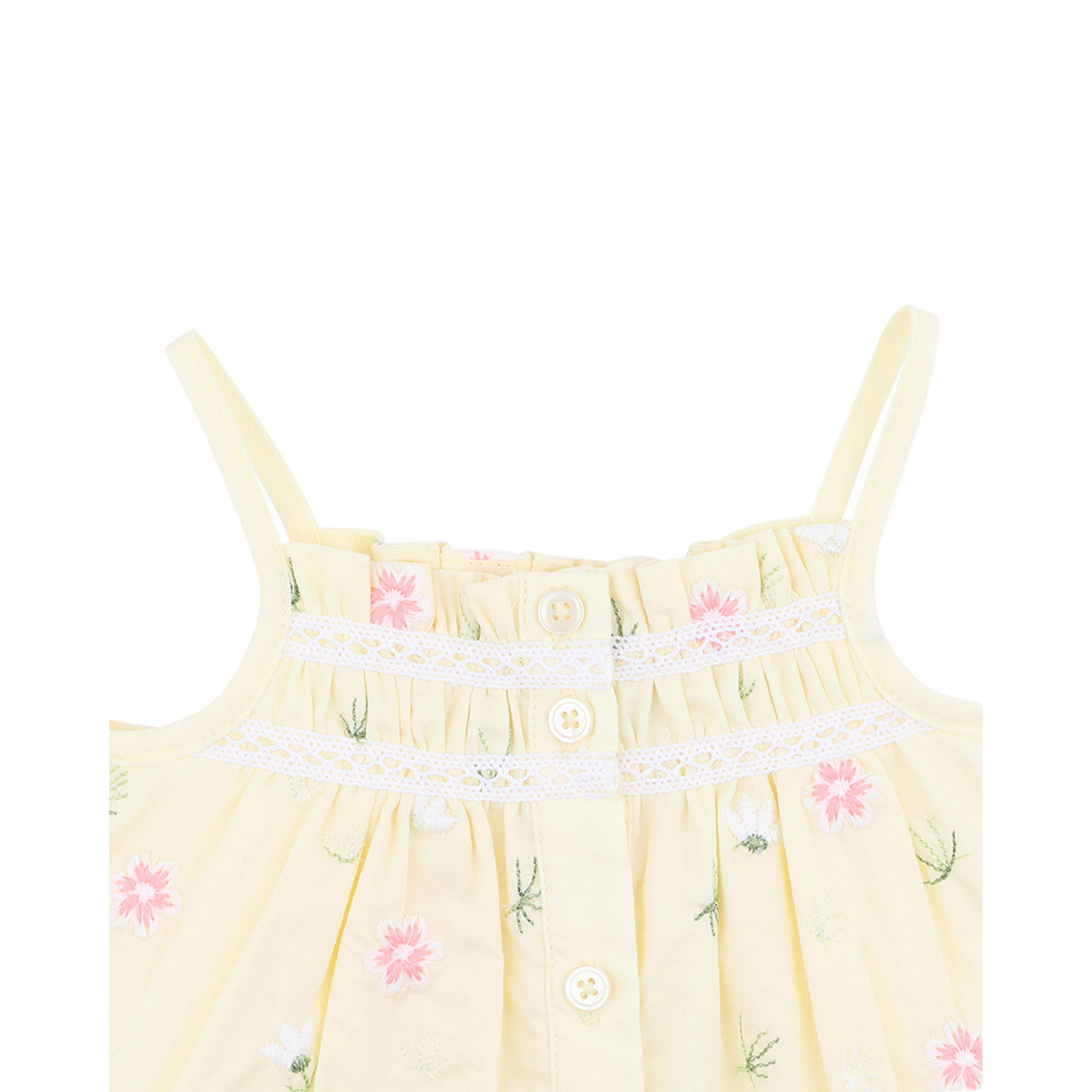 Bébé Pia All Over Embroidery Dress - Lemon