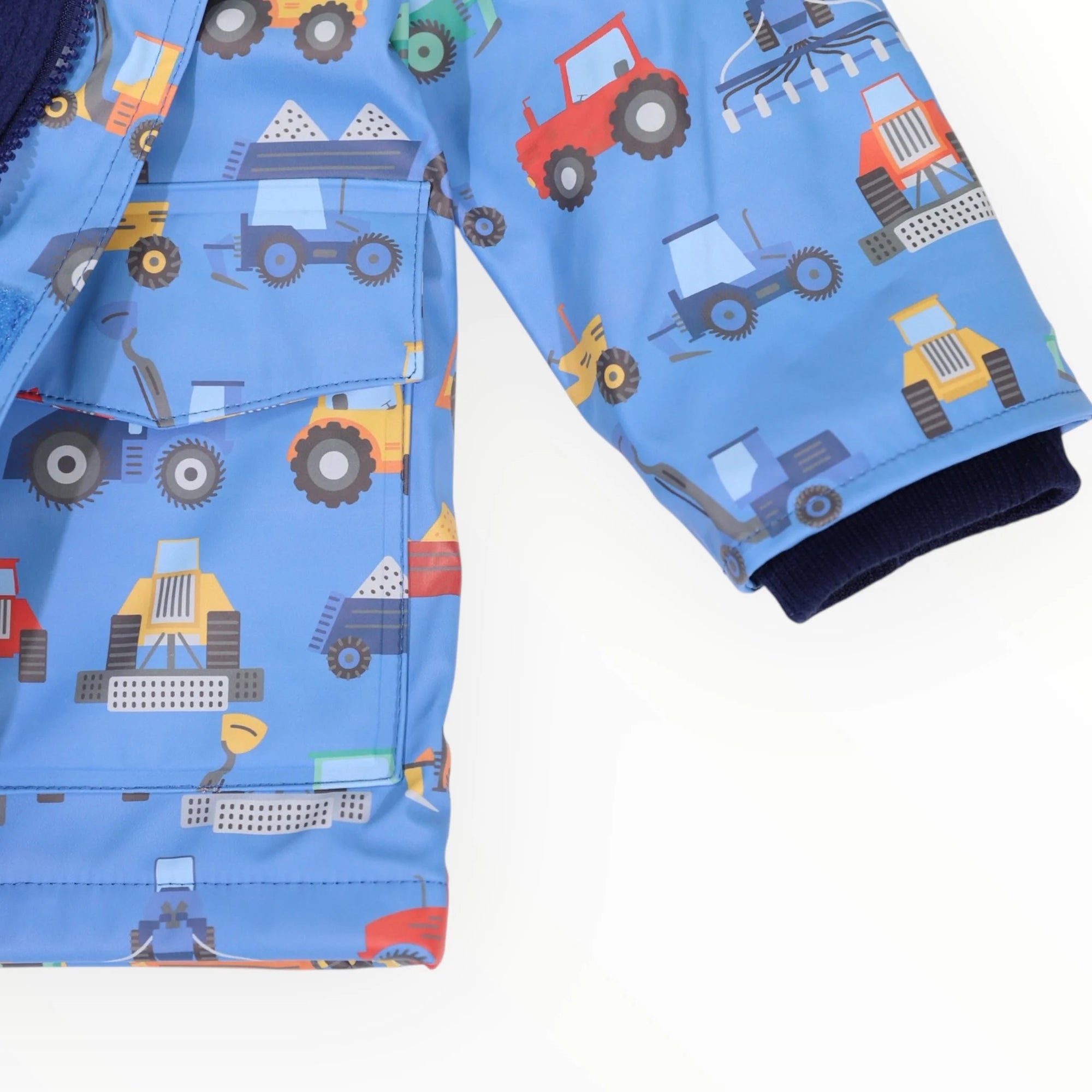 Korango Farm Machine Print Raincoat - Blue