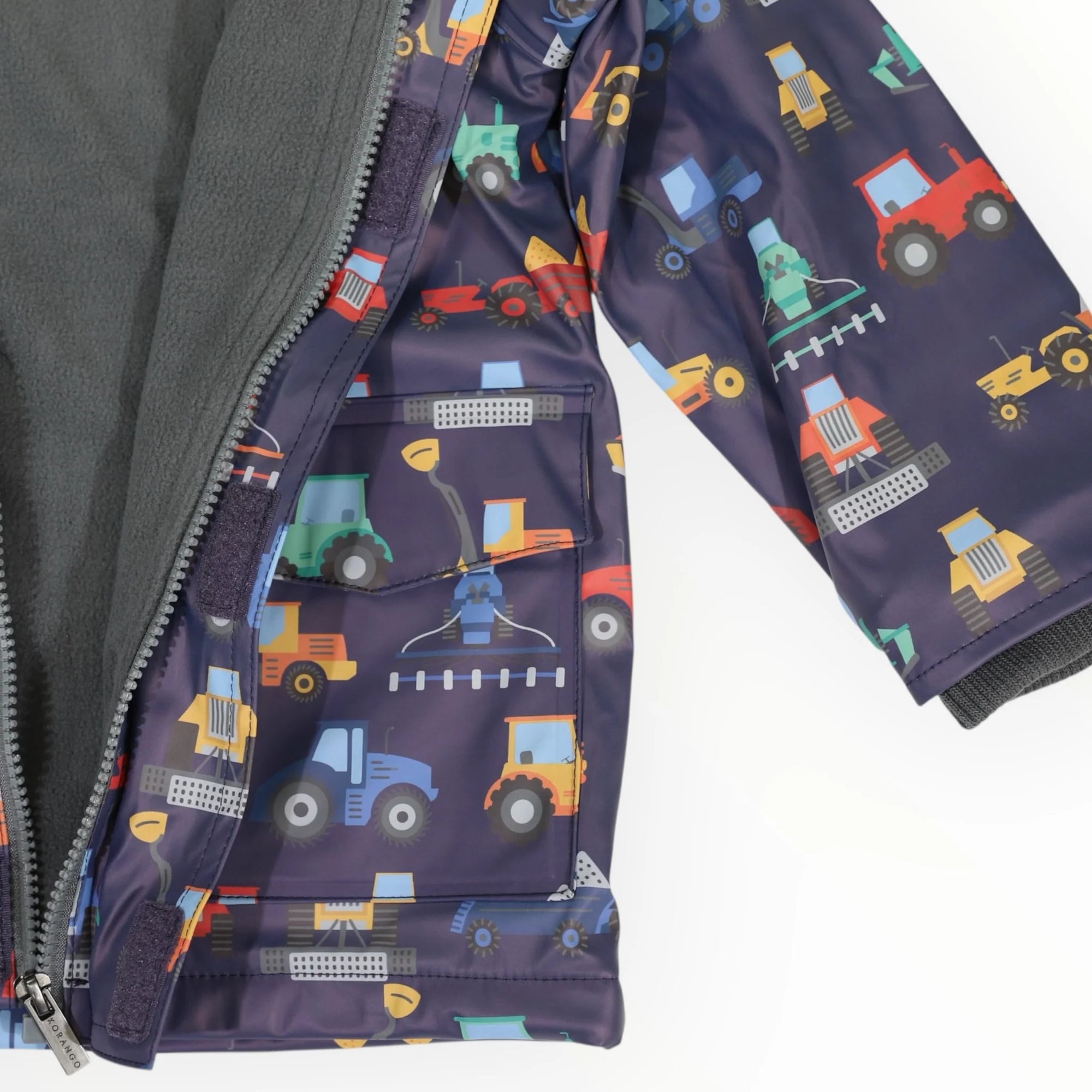 Korango Farm Machine Print Raincoat - Navy