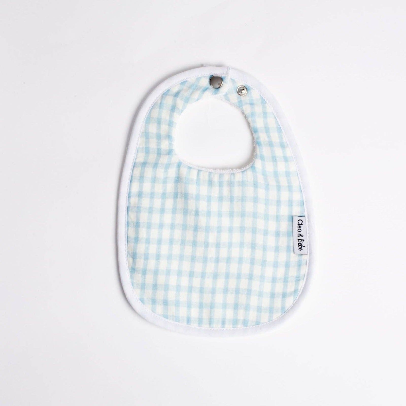 Cleo & bebe Baby Blue Gingham - Waterproof Classic Bib