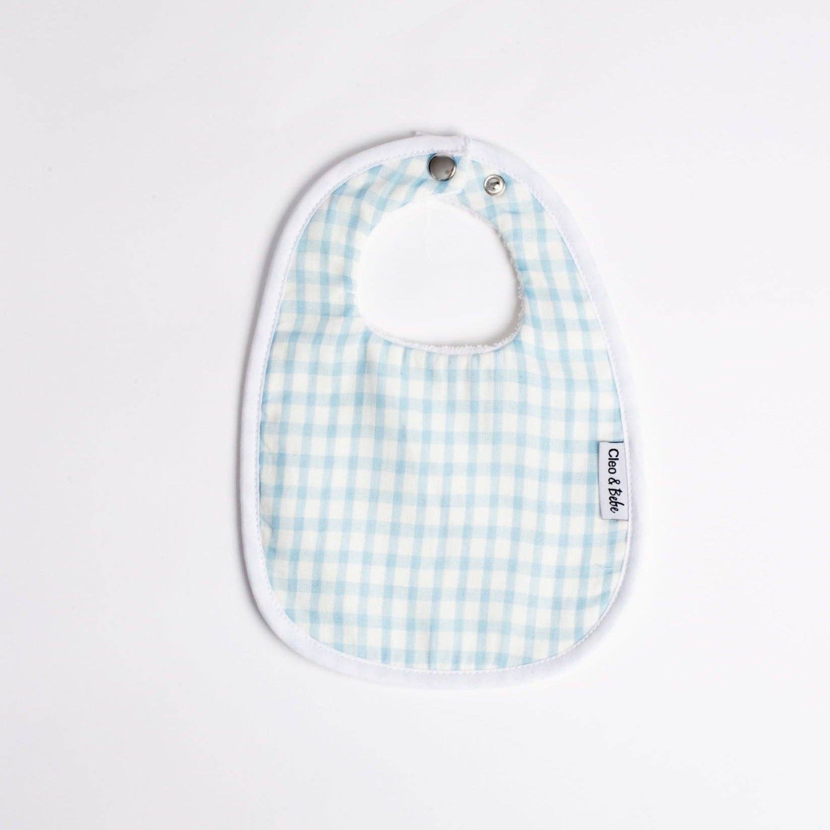 Cleo & bebe Baby Blue Gingham - Waterproof Classic Bib