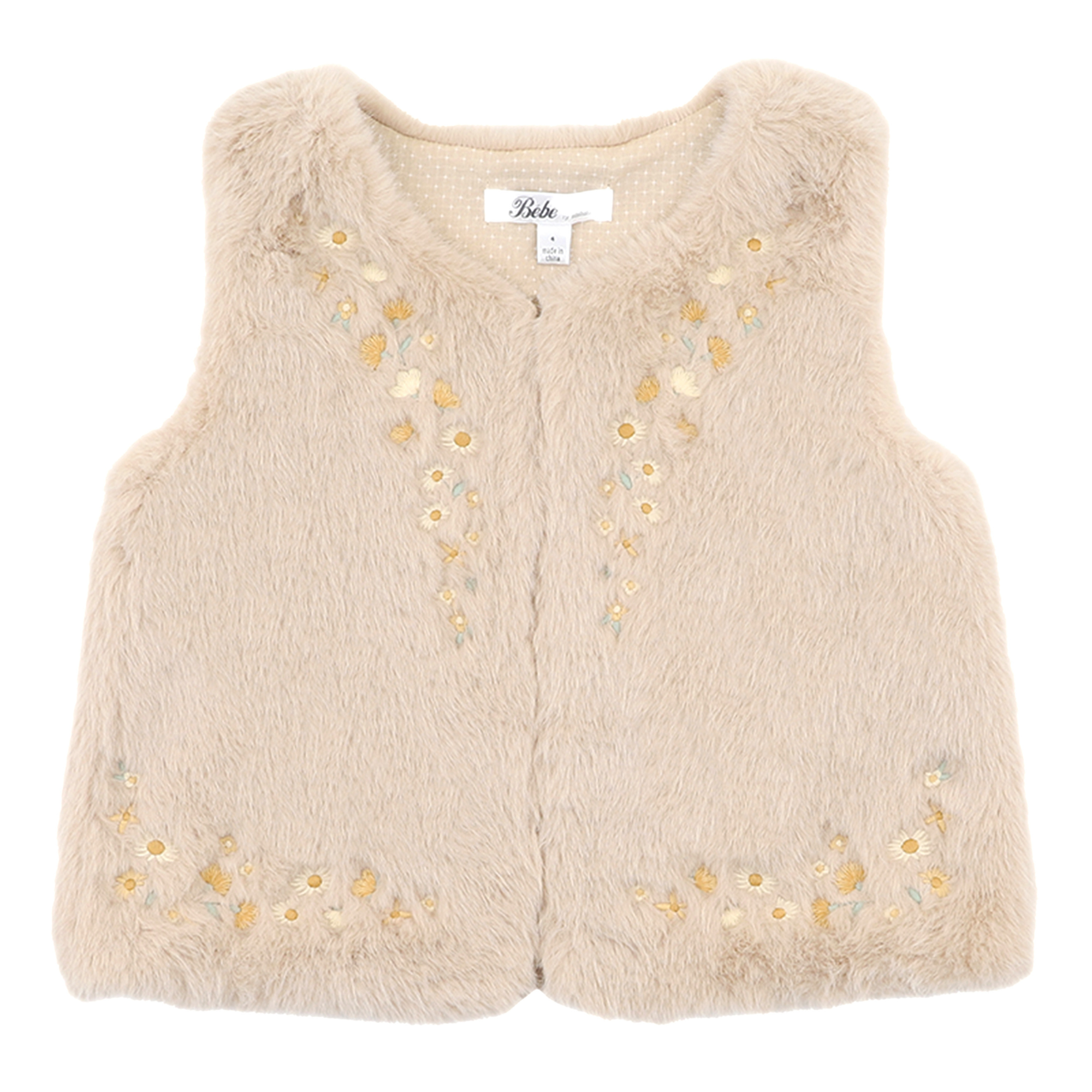 Bebe Winnie emb. Faux fur vest - Natural