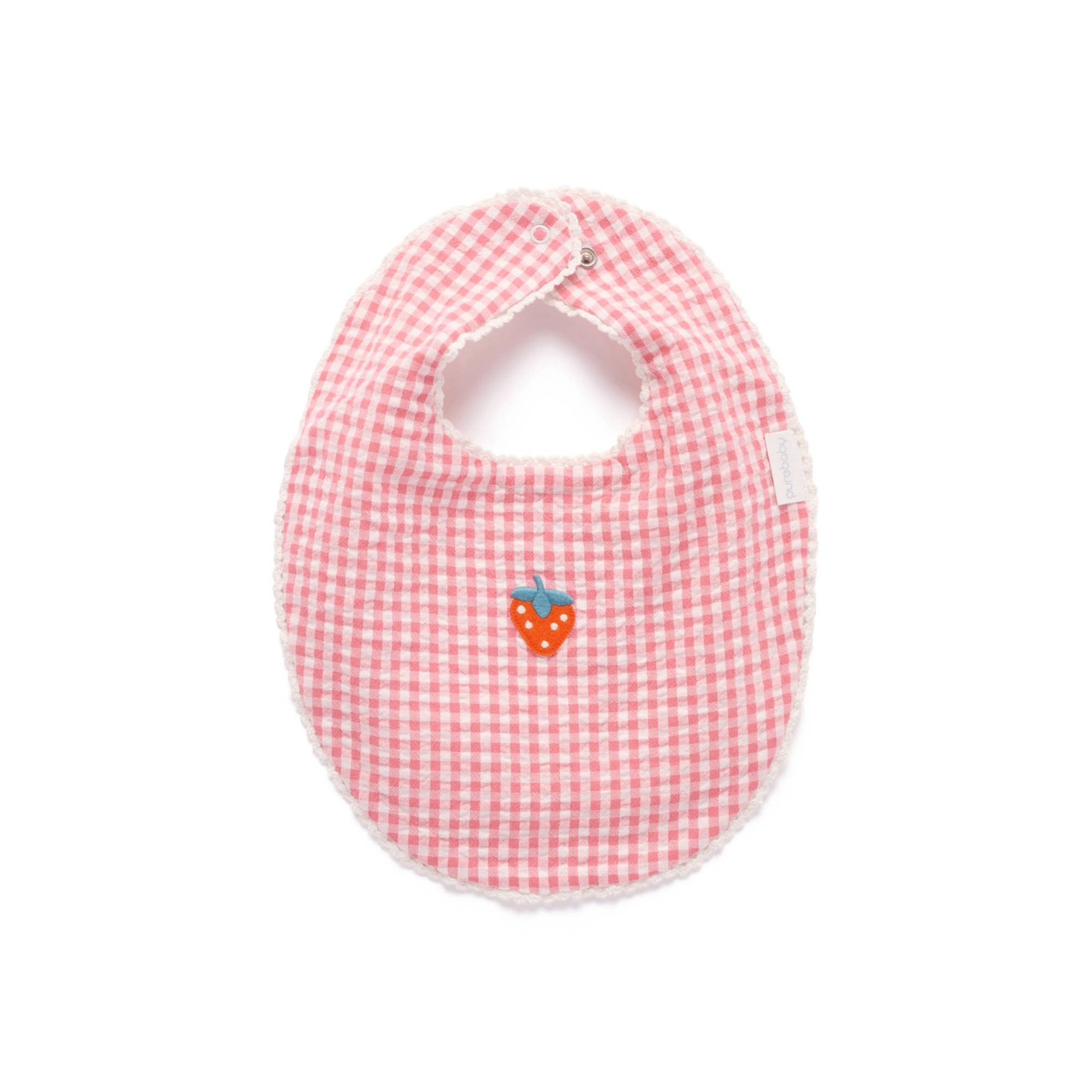 Purebaby Gingham Bib - Pomegranate Gingham
