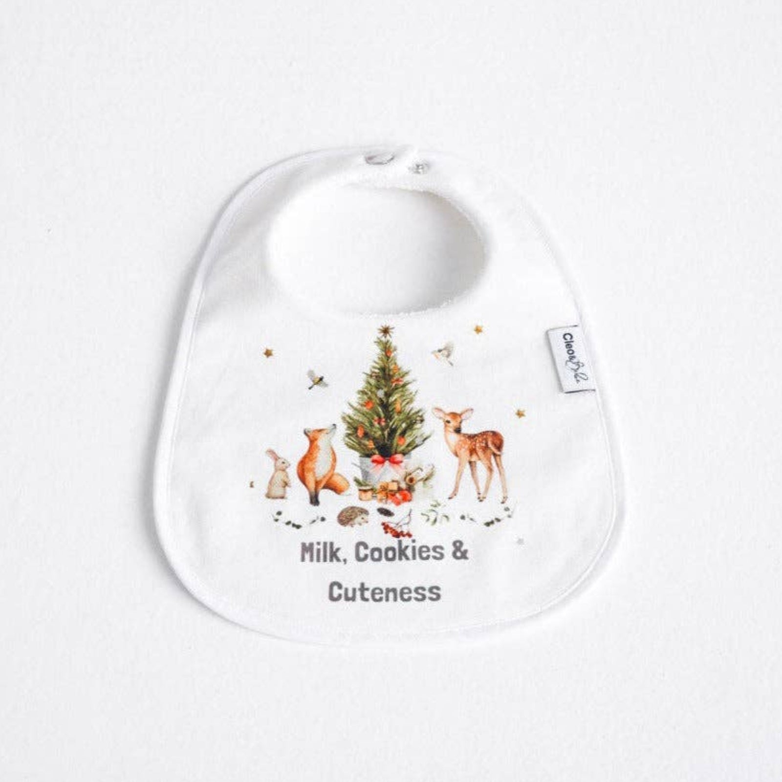 Cleo & Bebe Christmas Tree Animals - Waterproof Classic Bib