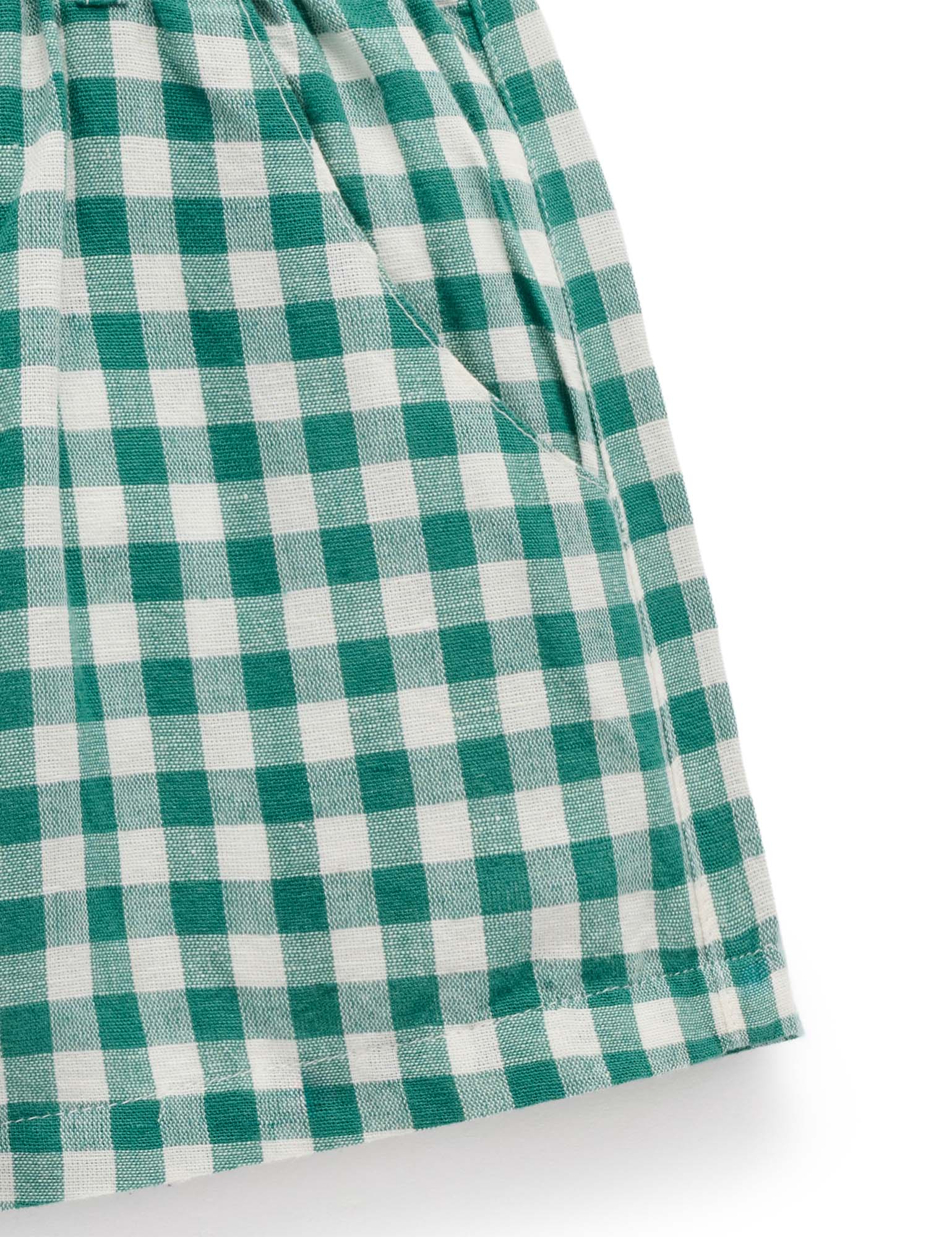 Purebaby Gingham shorts- Coriander
