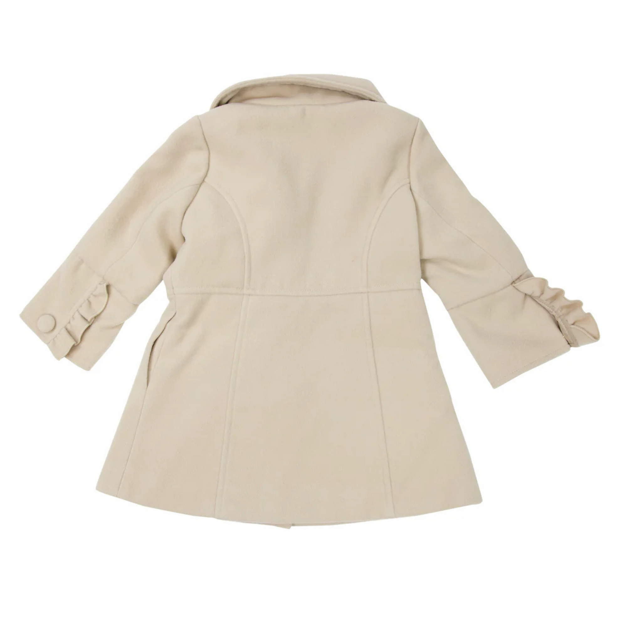Korango Frilled Collared Overcoat Faux Wool -  Beige