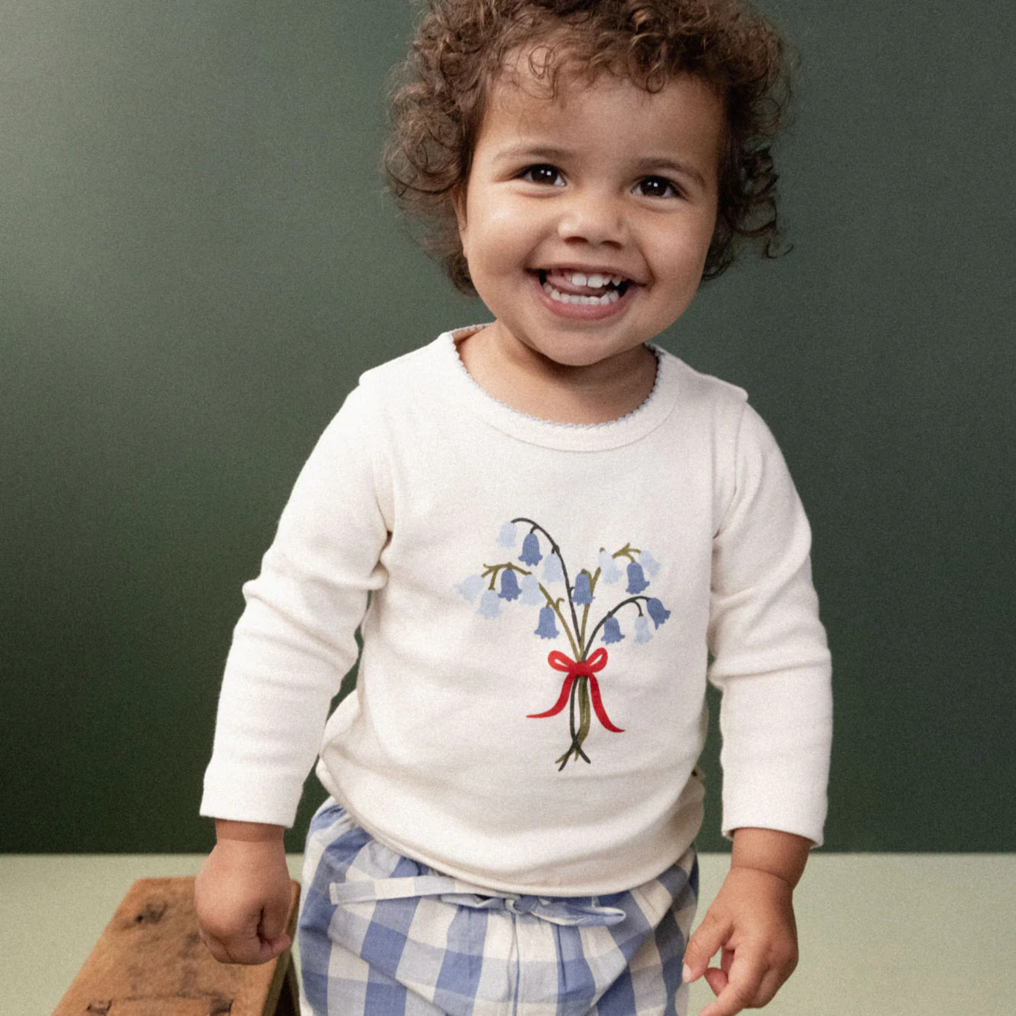 Nature Baby Long Sleeve Cloud Tee - Bluebelle Natural Print