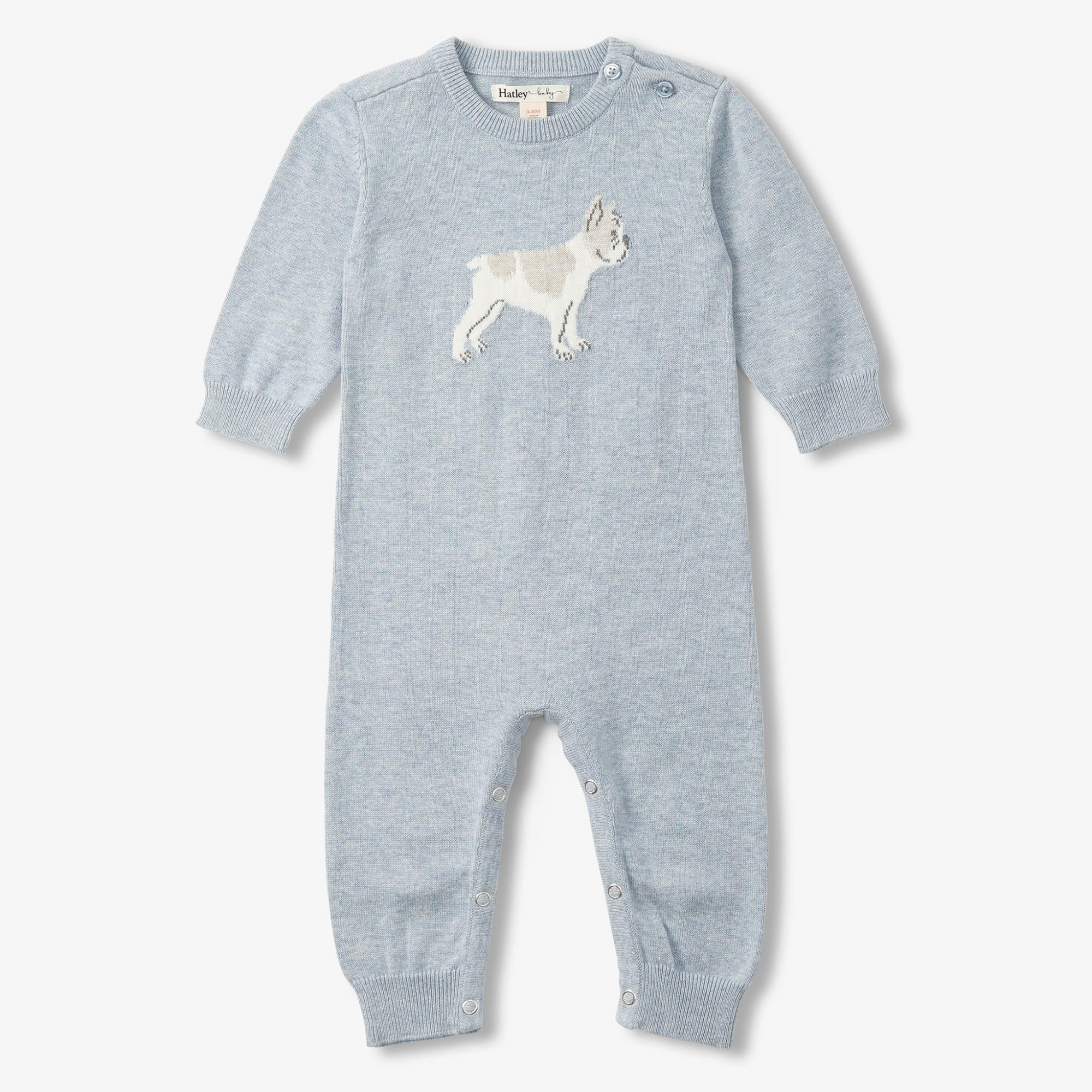 Hatley Little Bull Dog Sweater Romper - Blue Tint