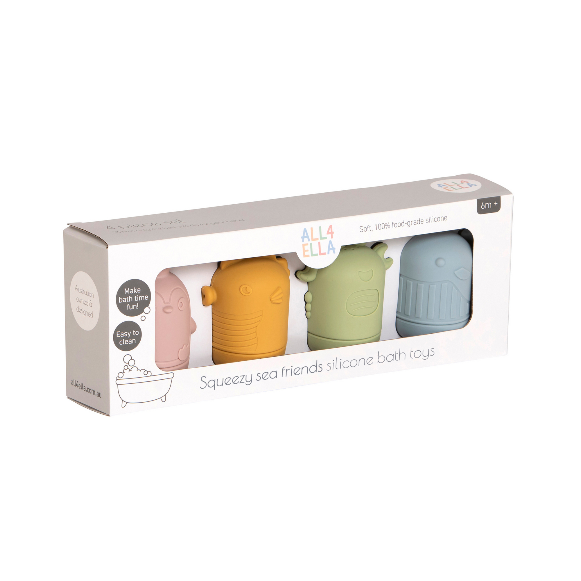 All 4 Ella Silicone Bath Toys - Sea Friends