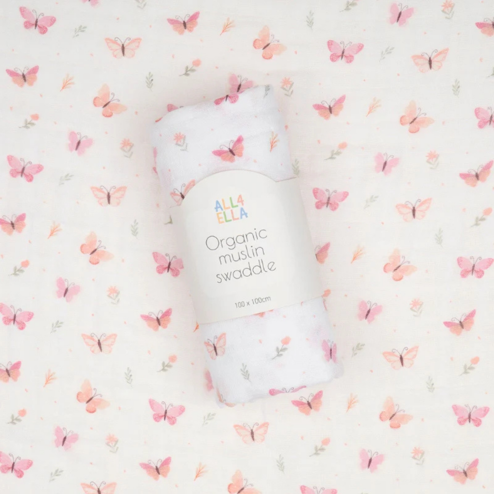 All 4 Ella Muslin swaddle - Sweet Butterfly