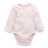 Purebaby Ribbed Bodysuit Long Sleeve - Pale Pink Melange