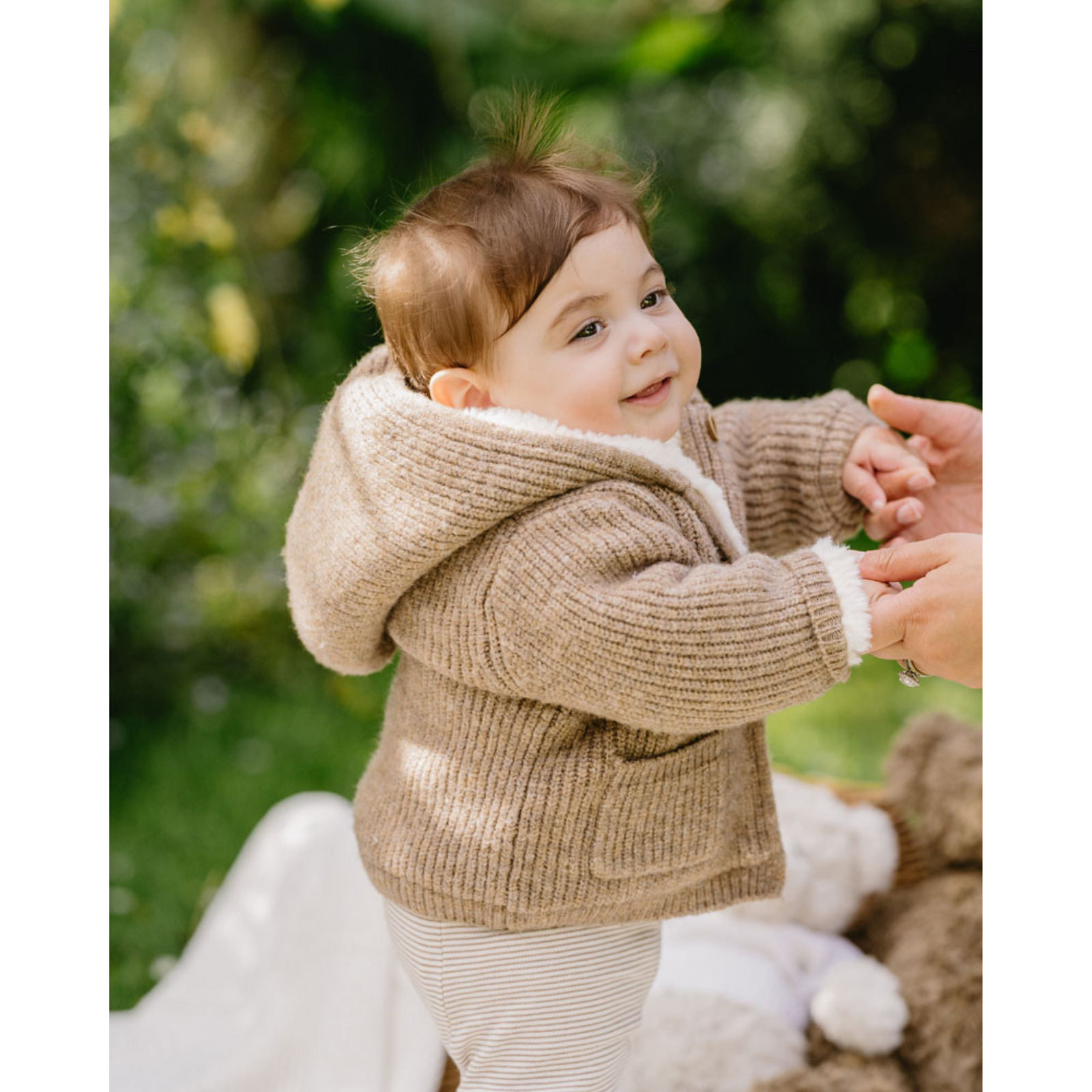 Bebe Biscuit Knitted Hooded Jacket