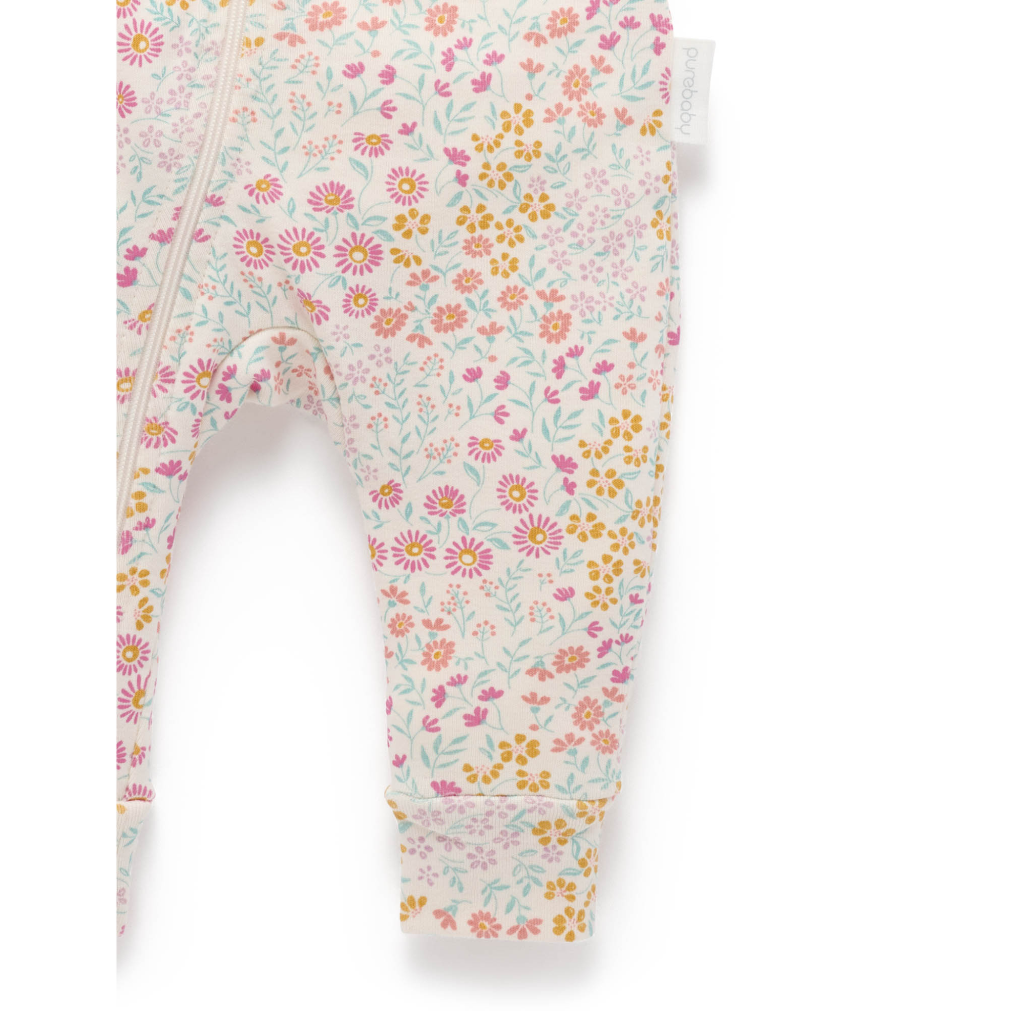 Purebaby Footless Zip Growsuit - Garden Petals Print