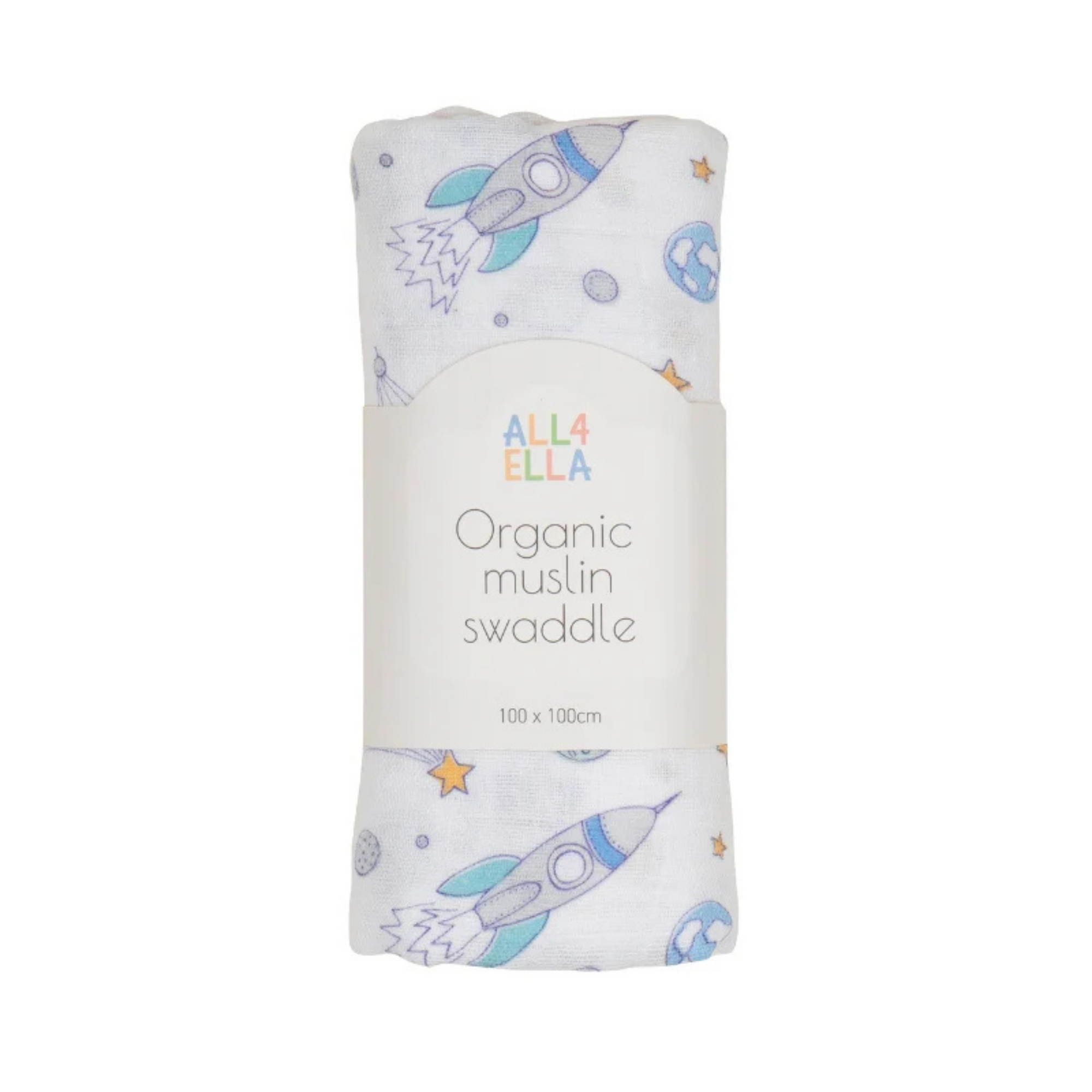 All4Ella Organic Muslin Swaddle - Blast Off