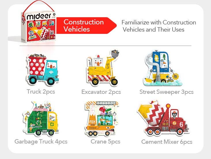 MiDeer My First Artist Puzzle -  Construction vehicles