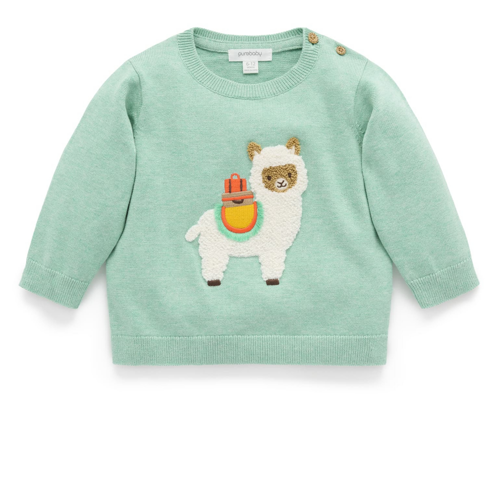 Purebaby Llama Jumper - Aloe Melange