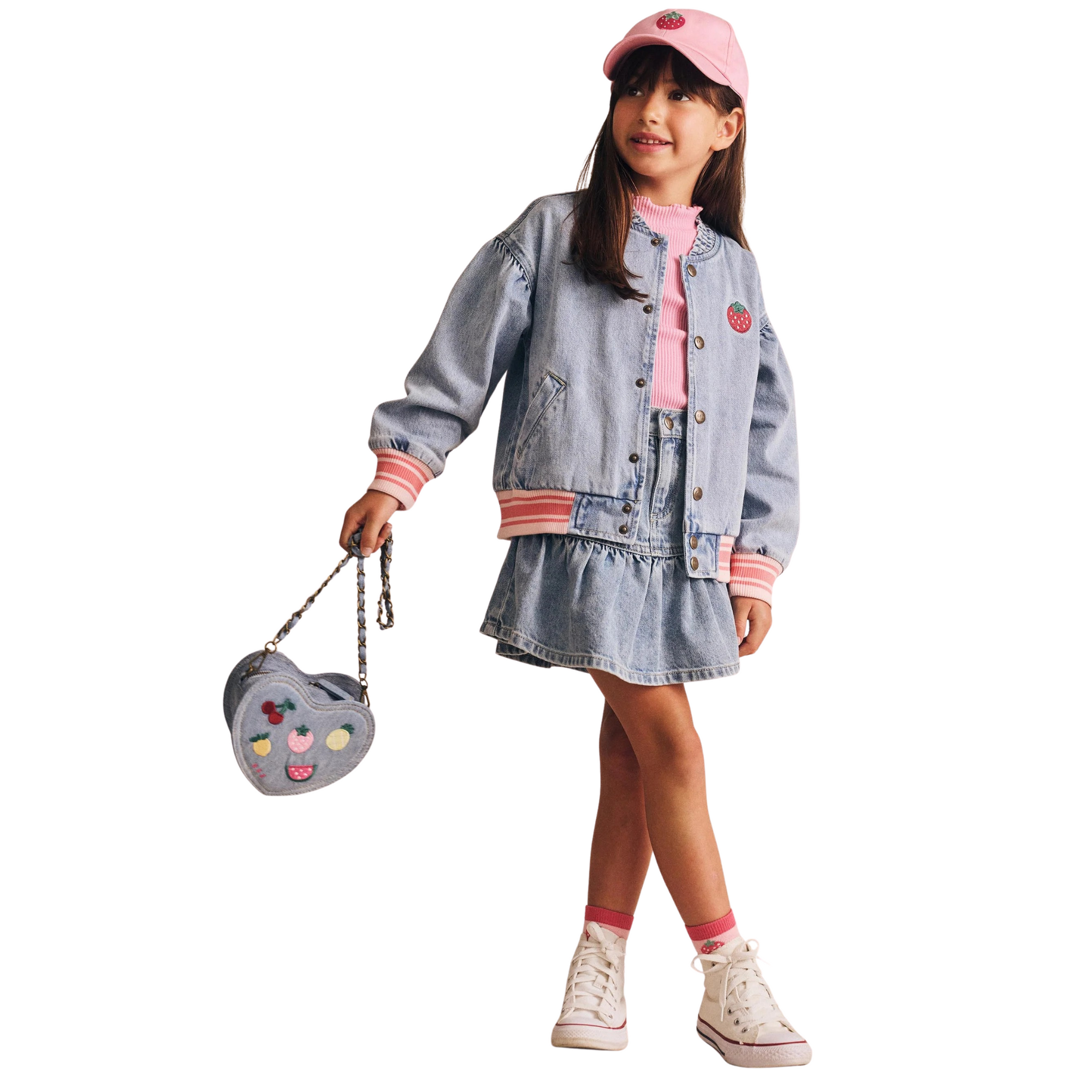Huxbaby - Dreamy Denim Strawberry Bomber