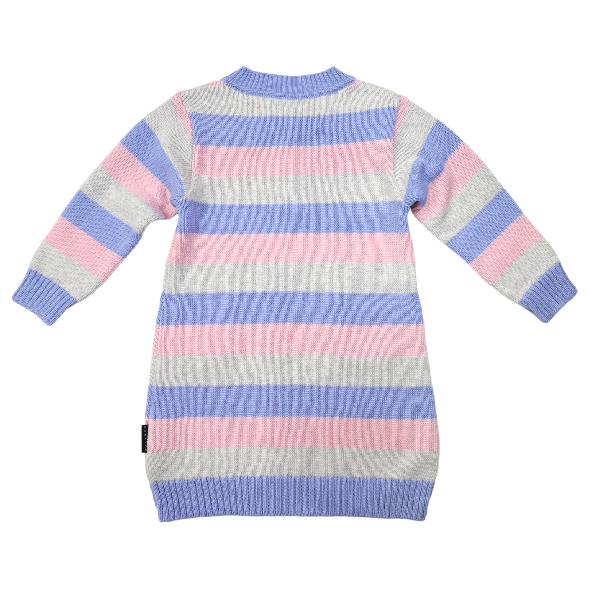 Korango Striped Cotton Knit A-line Dress - Blue/Pink/Grey