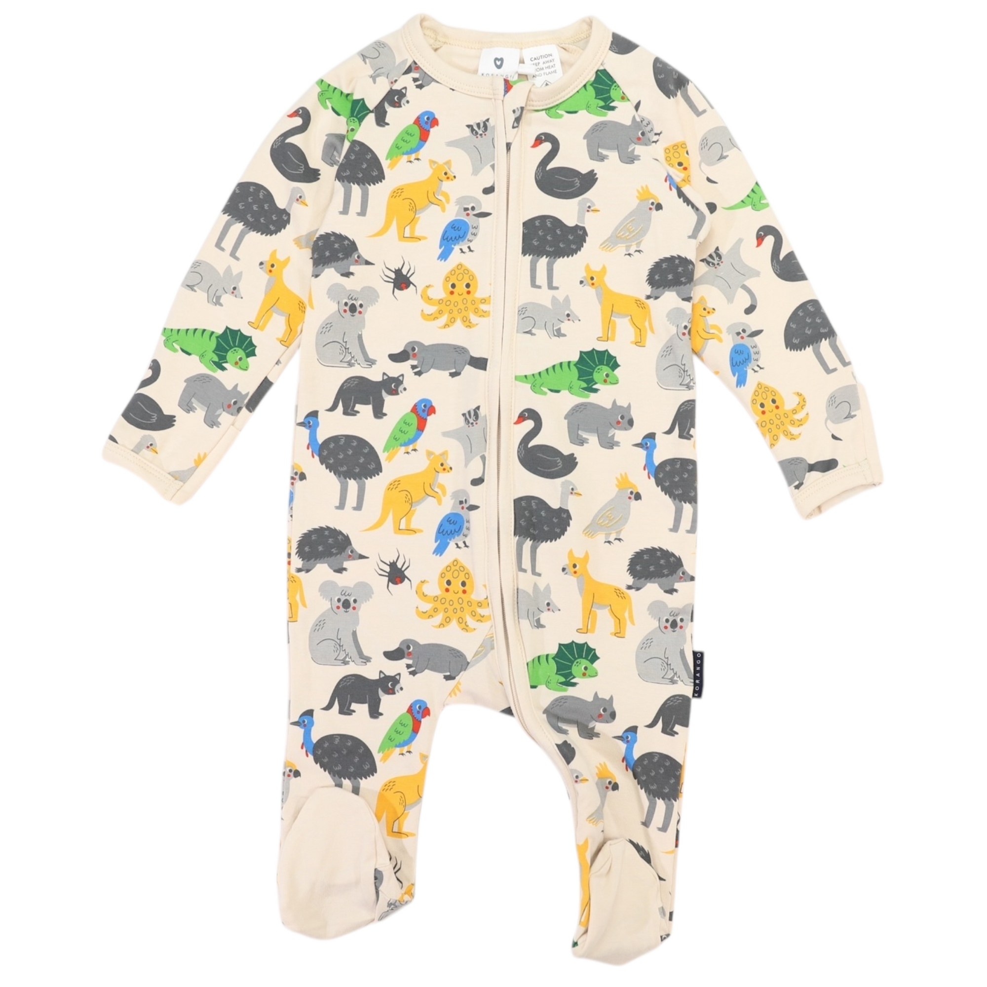 Korango Australian Animal Zip Onesie - Beige