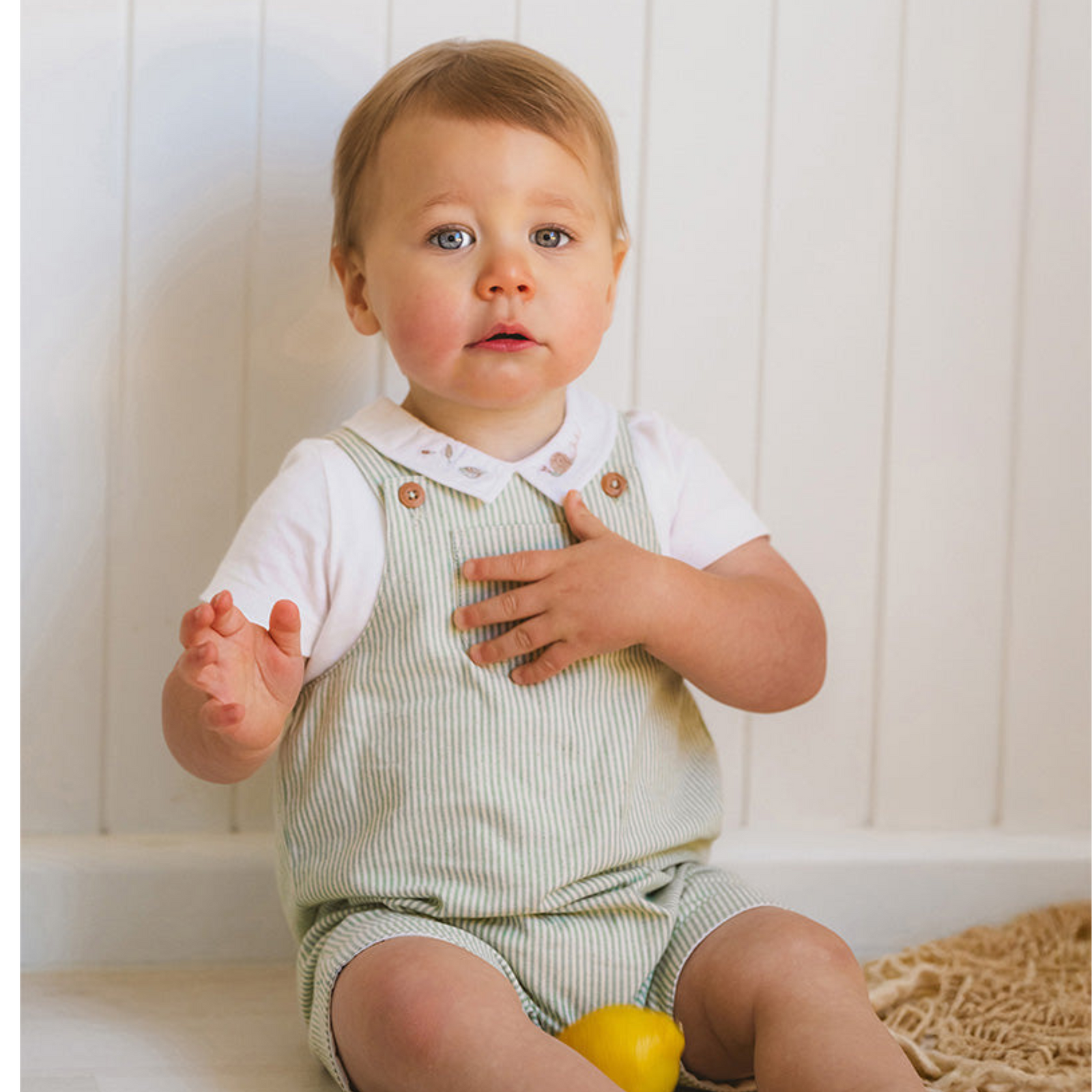 Bebe Roman Green Stripe Overalls - Green Stripe