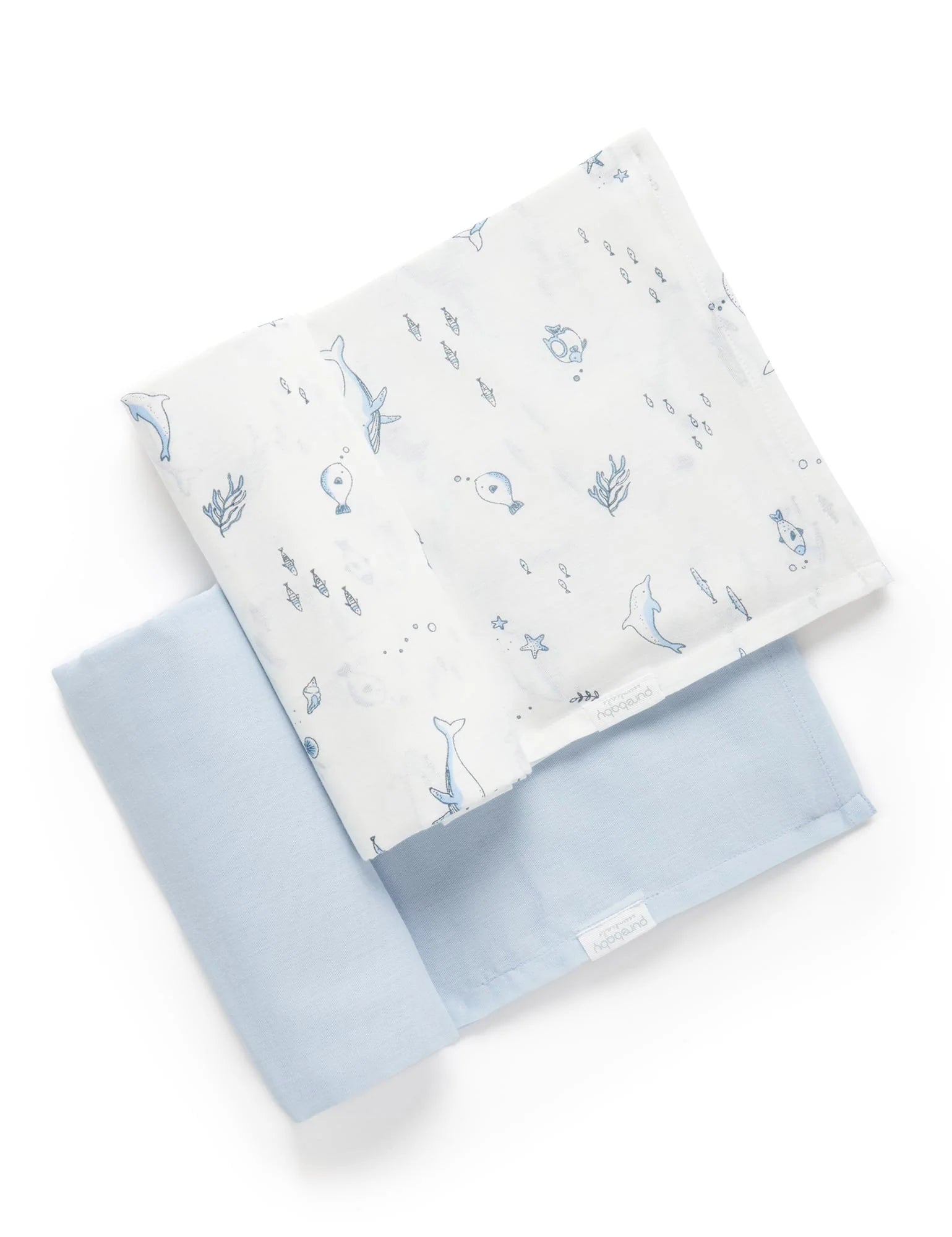 2 Pack Muslin Wrap - Pale Blue Nautical