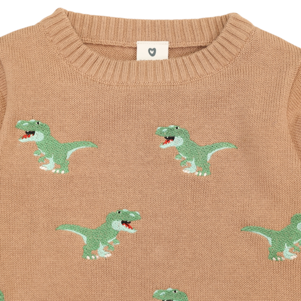 Korango T-REX Embroidered Knit Sweater - Chestnut