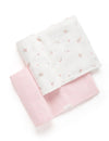 2 Pack Muslin Wrap - Pale Pink Blossom