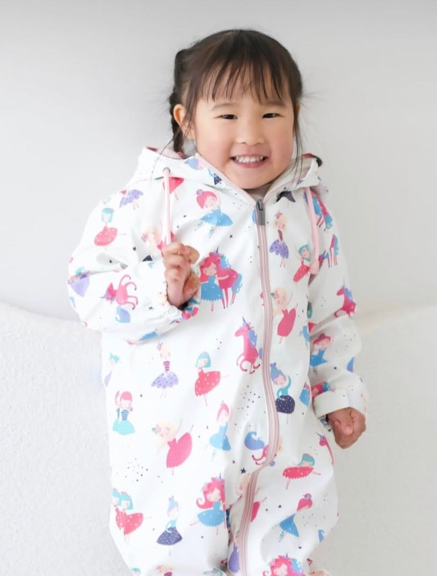 Korango Dancing Unicorns Rain Suit - Cream